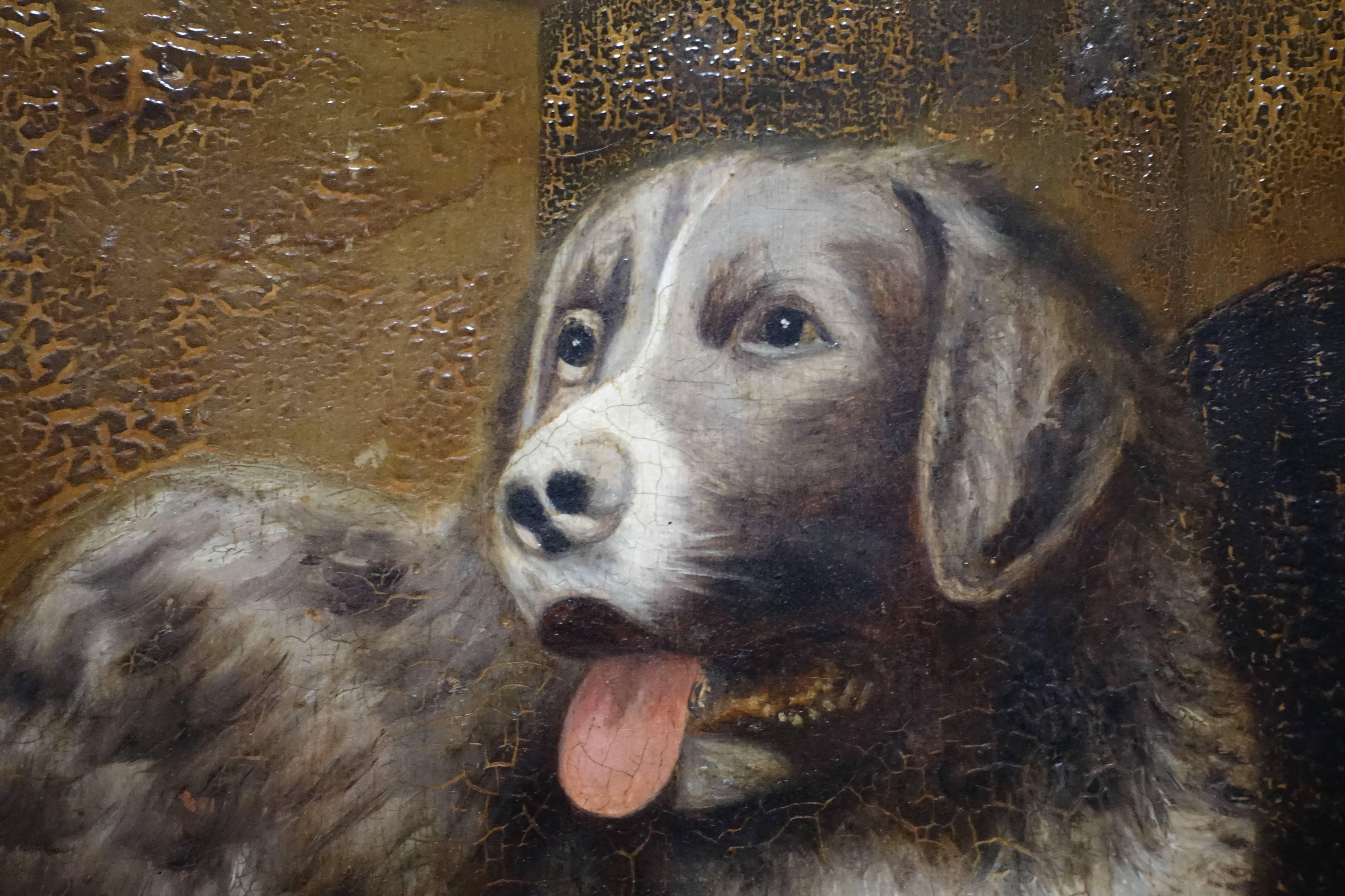 Hand-Painted 19th Century English Dog Portrait Painting For Sale