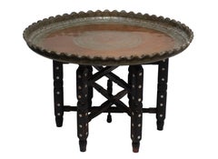 19th Century Persian Copper Tray on Stand Table
