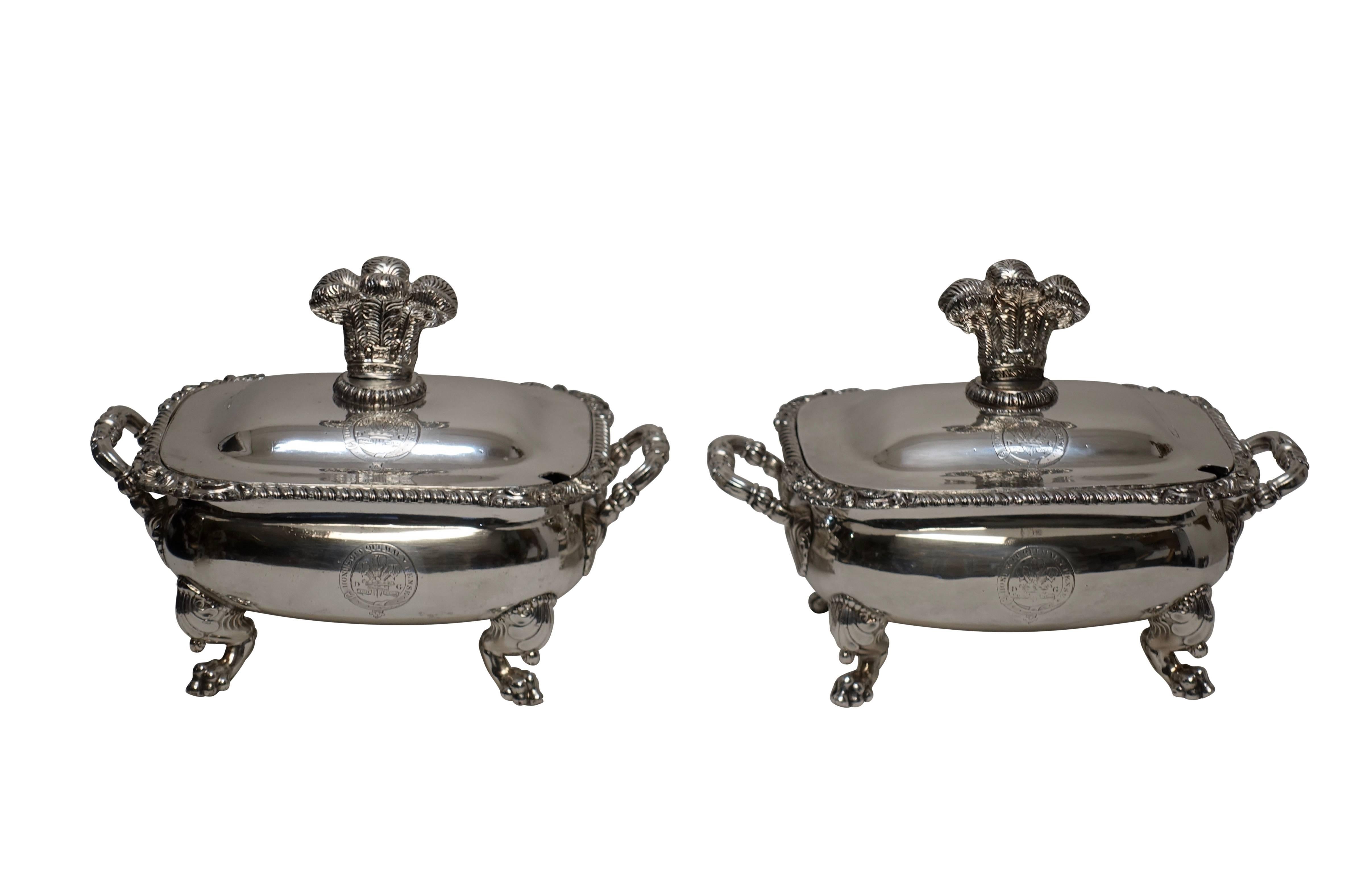 Pair of Sheffield Silver Plate Sauce Tureens English, 19th Century 3