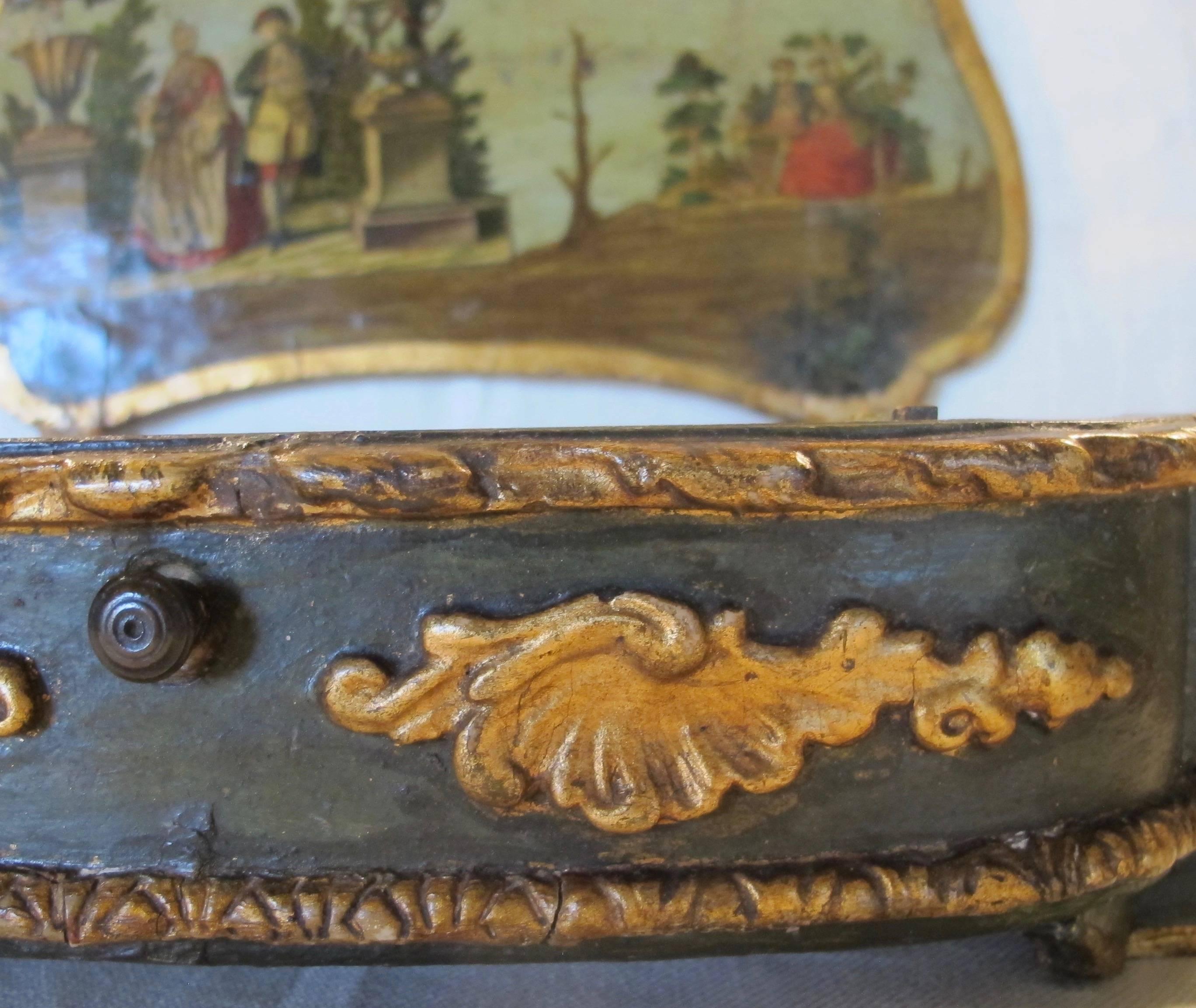 Hand-Painted and Decoupage Shaped Box, 18th Century 1