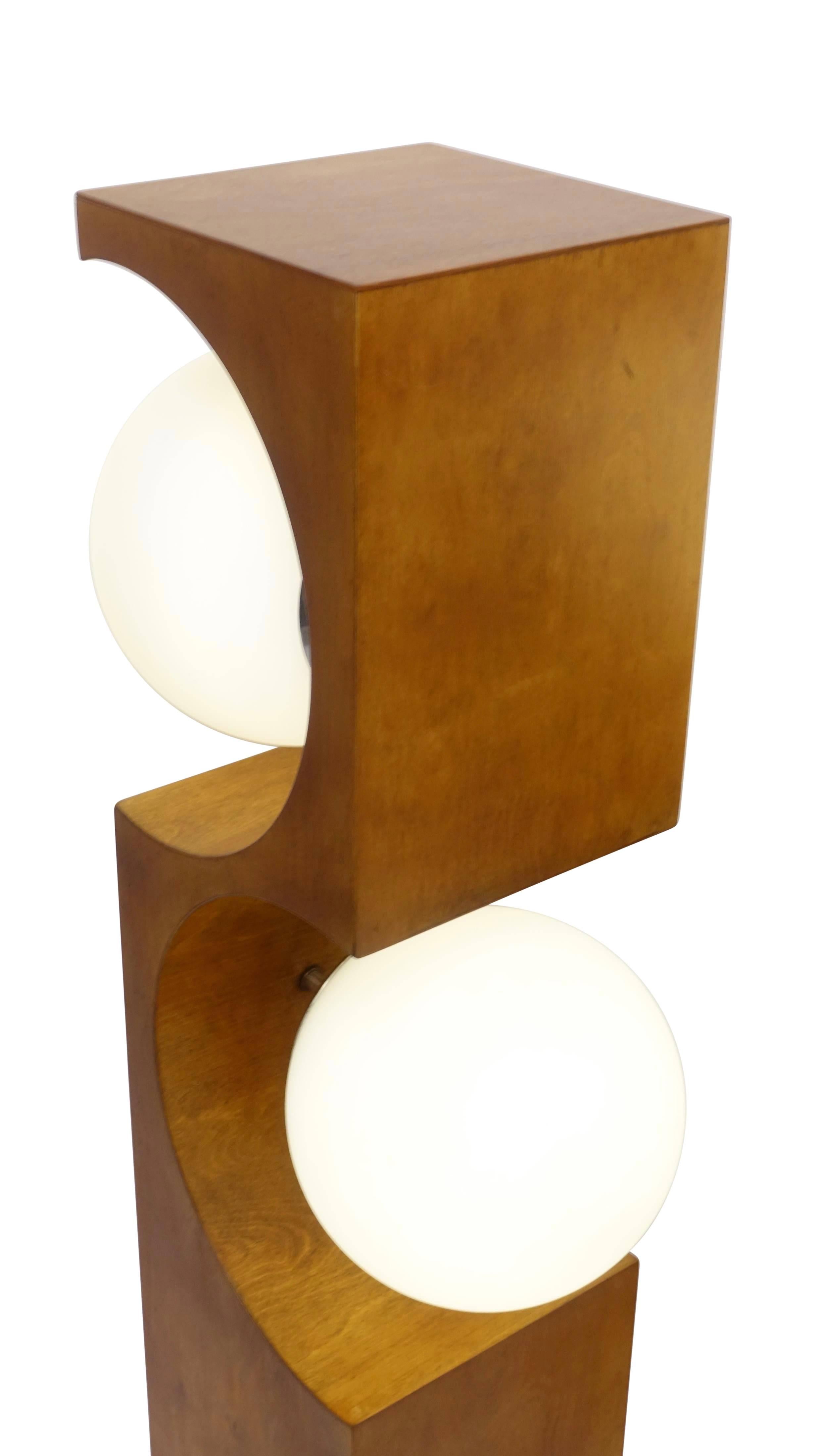 American Pair of Mid-20th Century Milo Baughman Wood Cut-Out Lamps