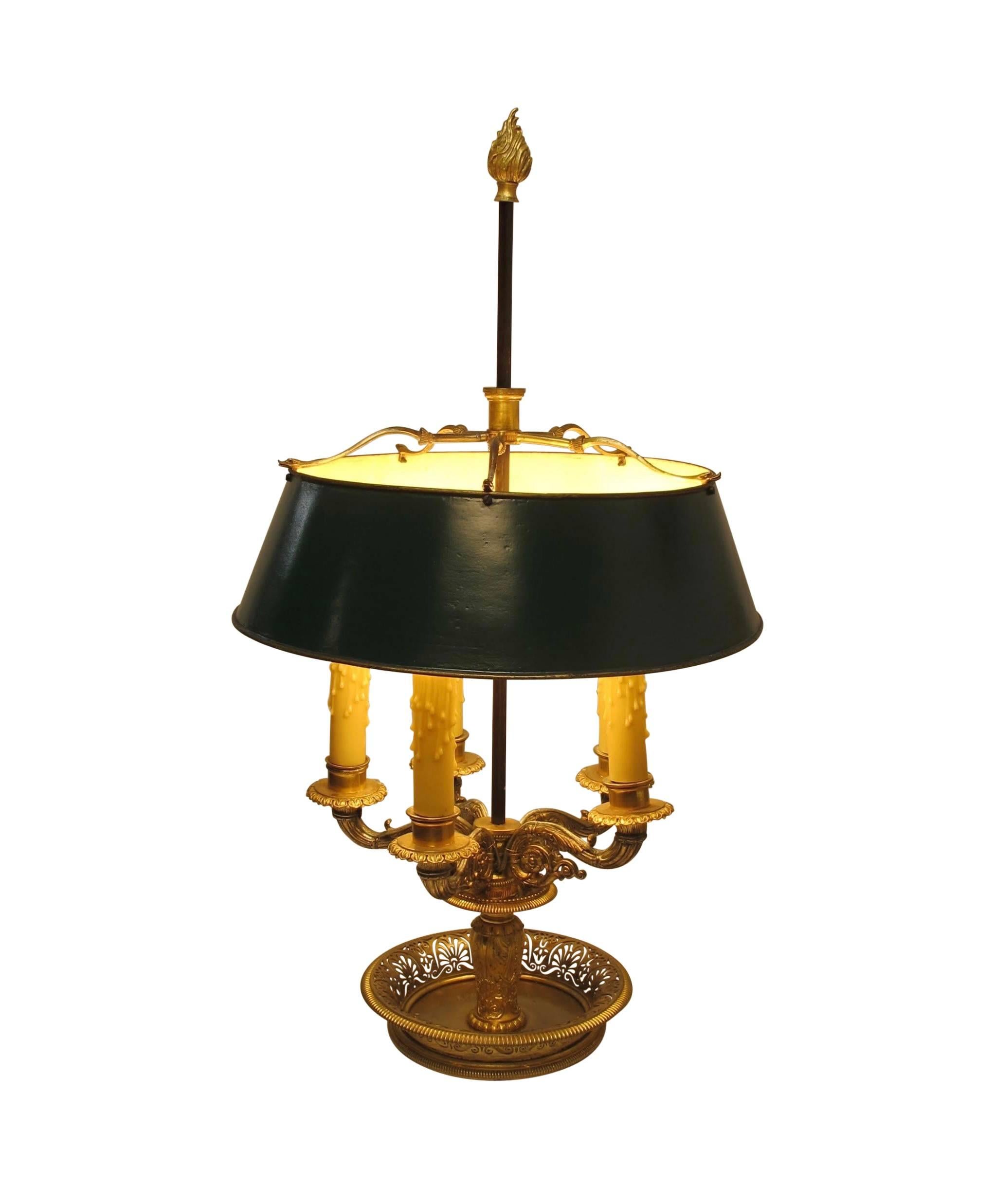 Bouillotte-Lampe aus vergoldeter Bronze, Französisch, 19. Jahrhundert im Angebot 4
