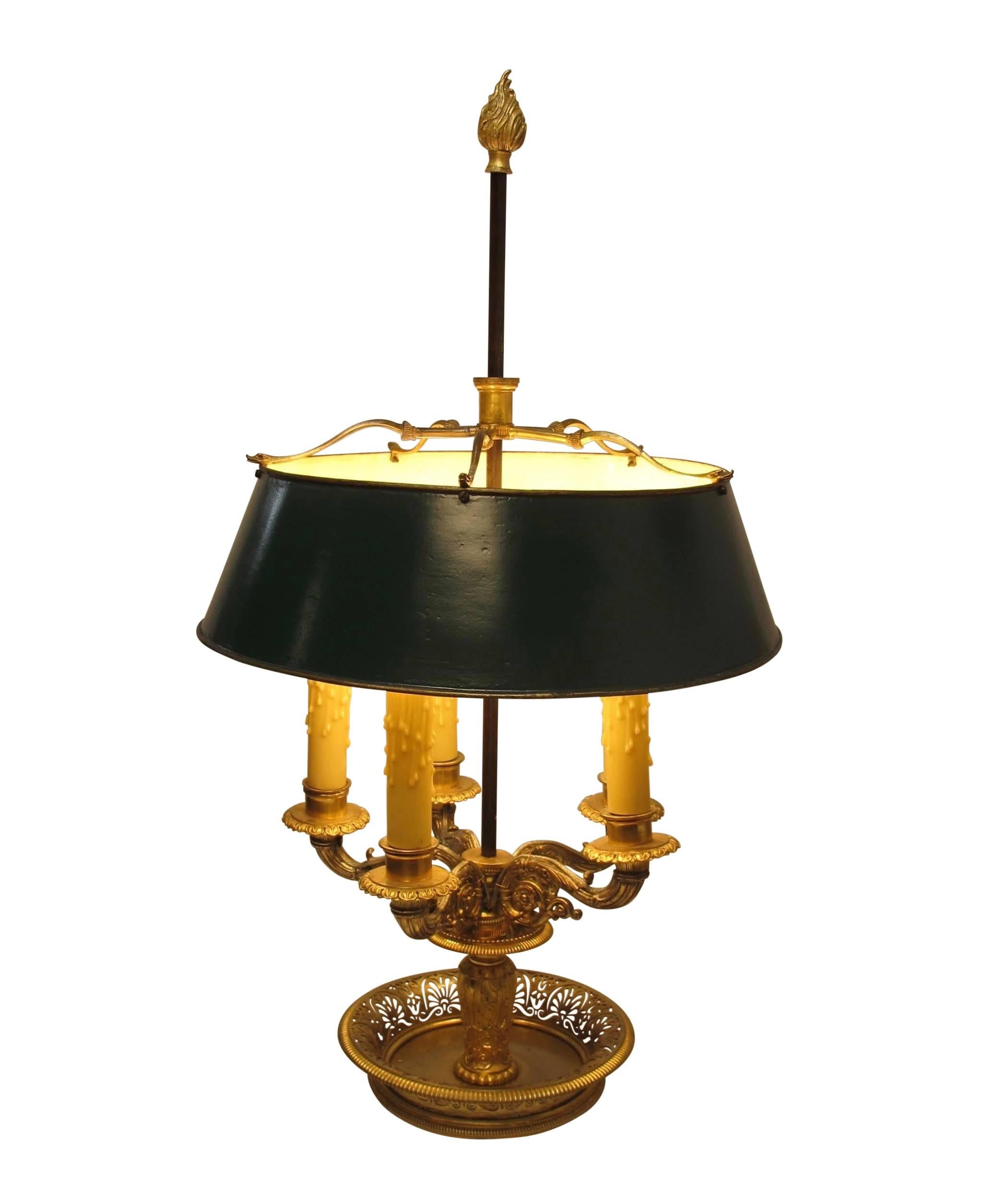 Bouillotte-Lampe aus vergoldeter Bronze, Französisch, 19. Jahrhundert im Angebot 1