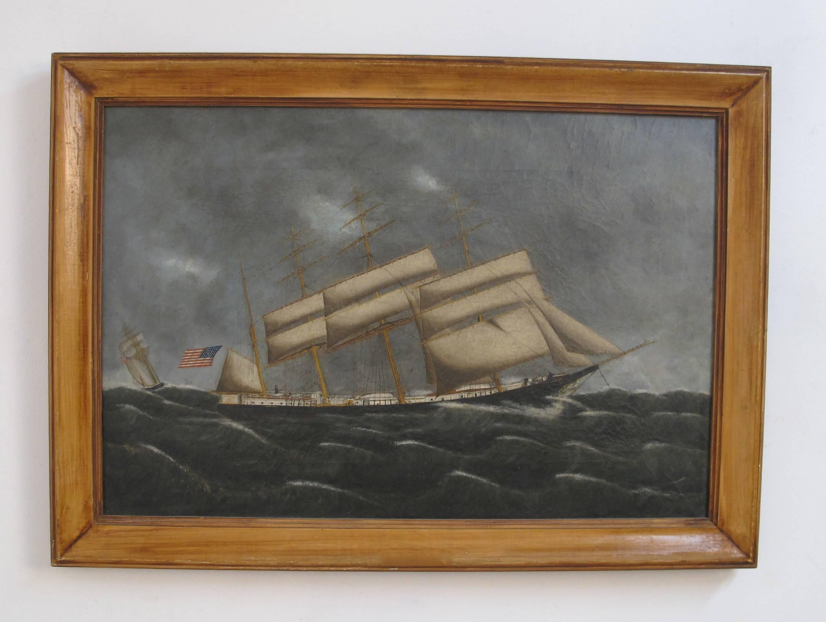 American Ship Oil Painting, 19th Century Maritime 4