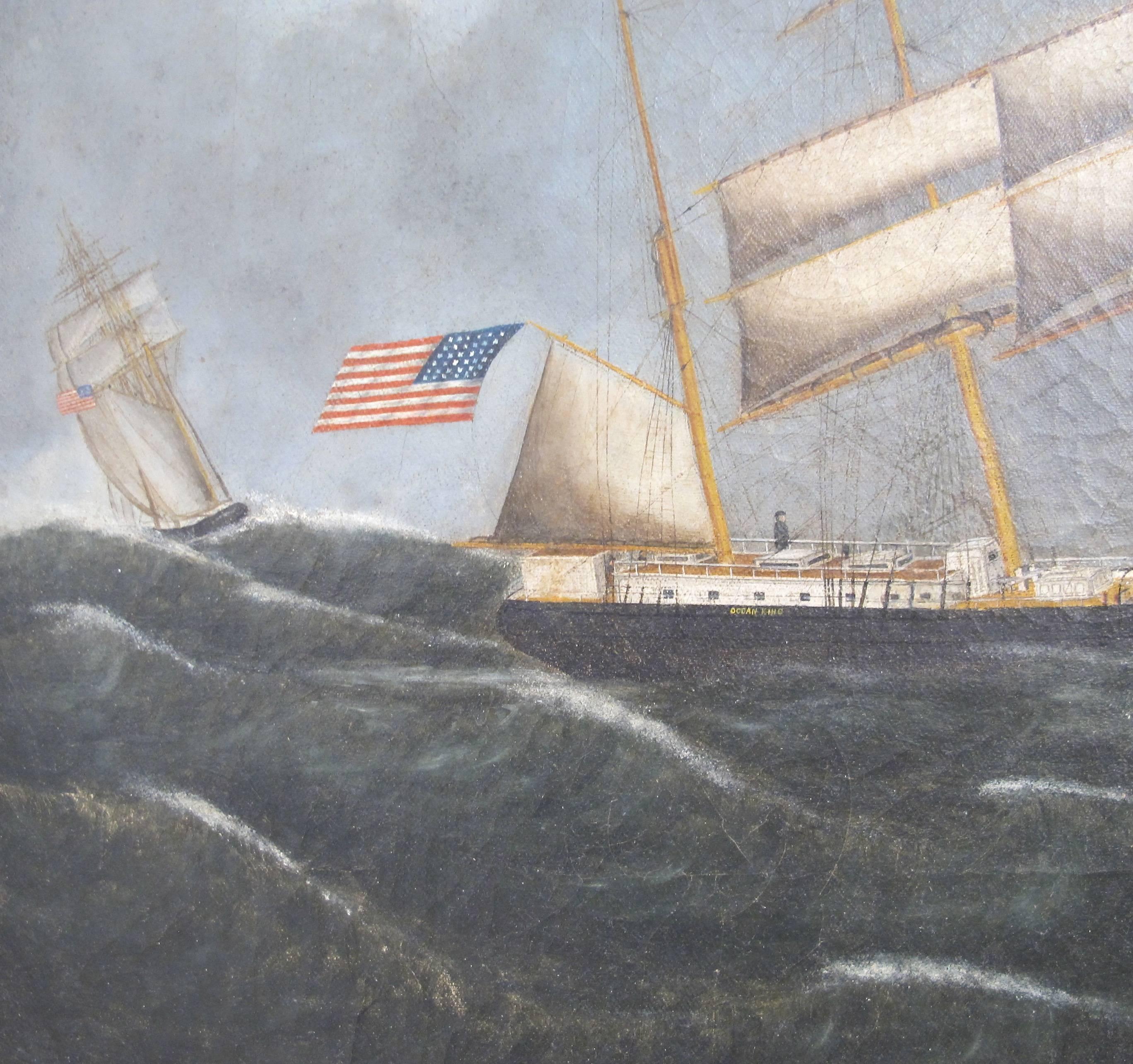 American Ship Oil Painting, 19th Century Maritime 2