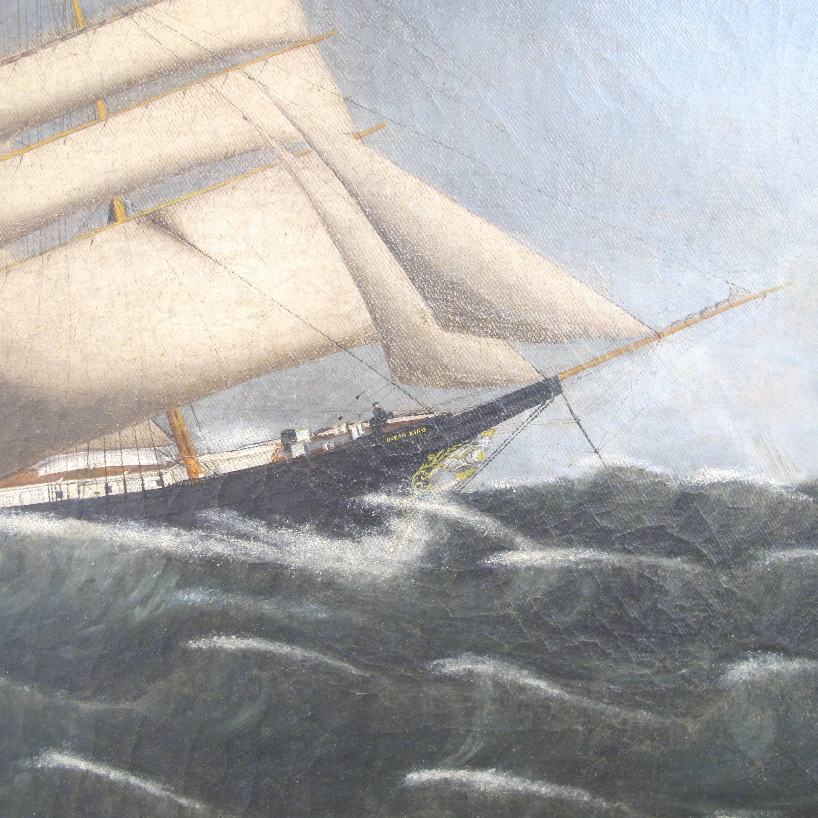 American Ship Oil Painting, 19th Century Maritime 1