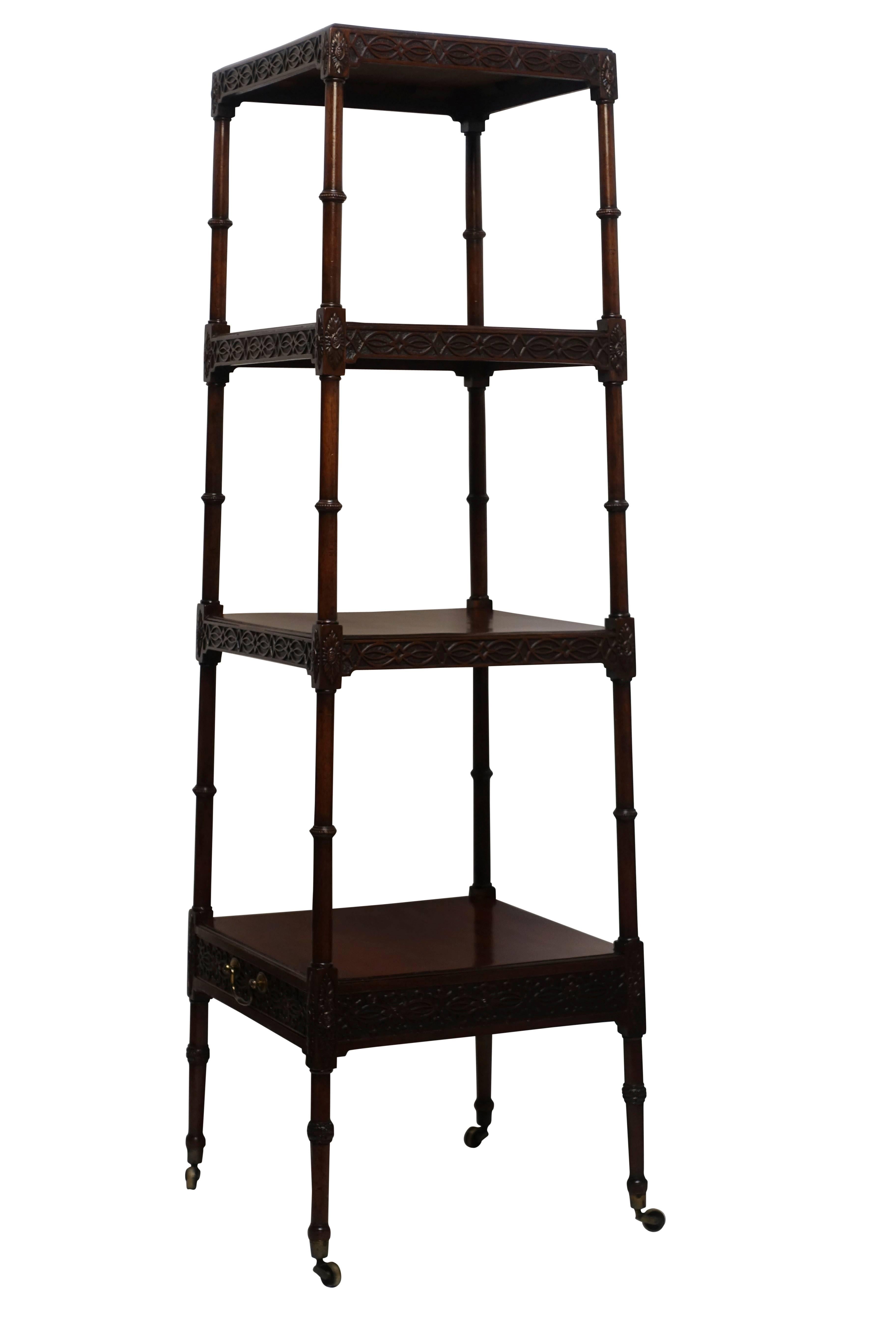 Carved Irish Mahogany Etagere What Not Stand