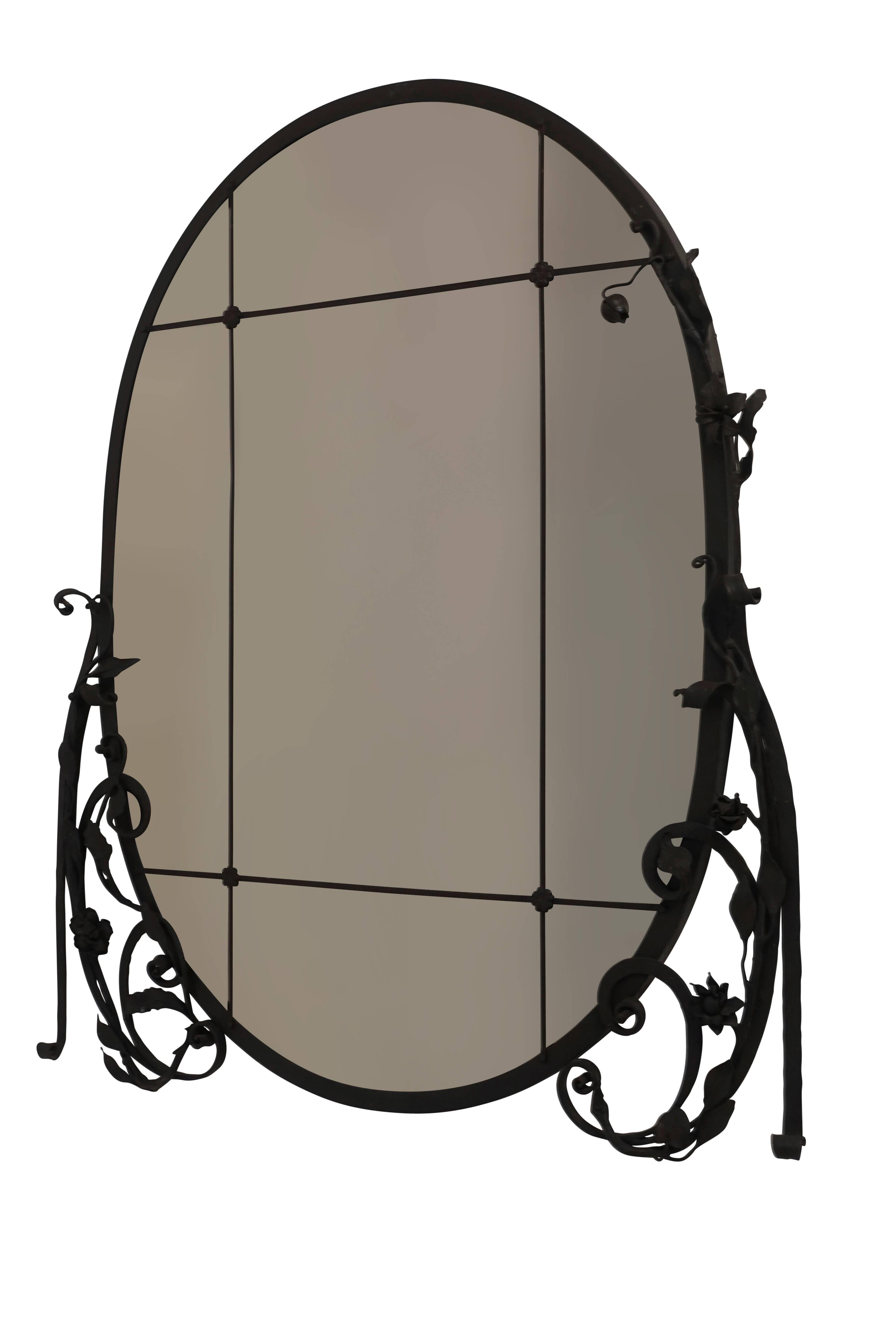 Early 20th century French Hand Wrought Iron  mantel Glass Mirror 2