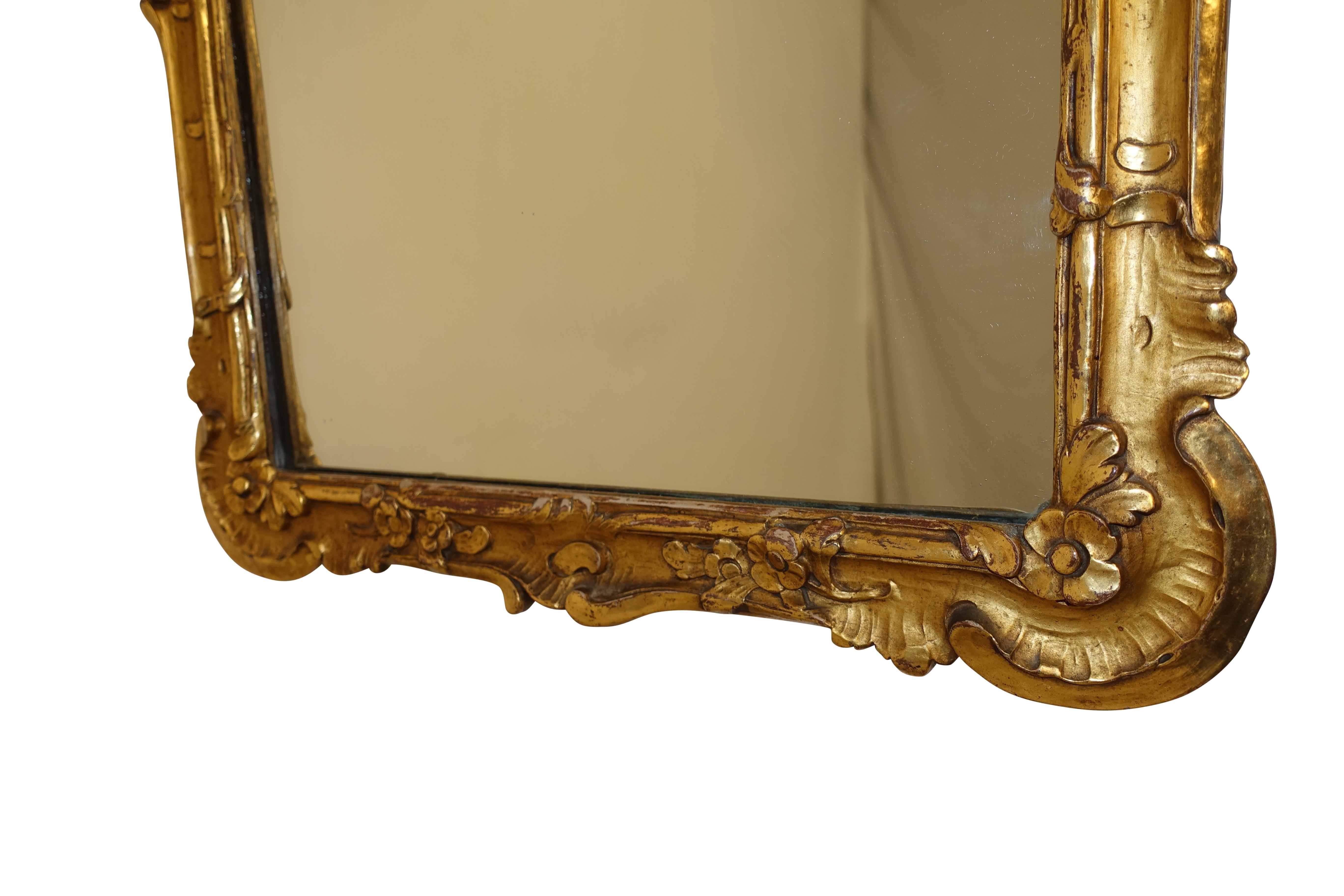 French Two-Tone Gilt Carved Mirror, 19th Century