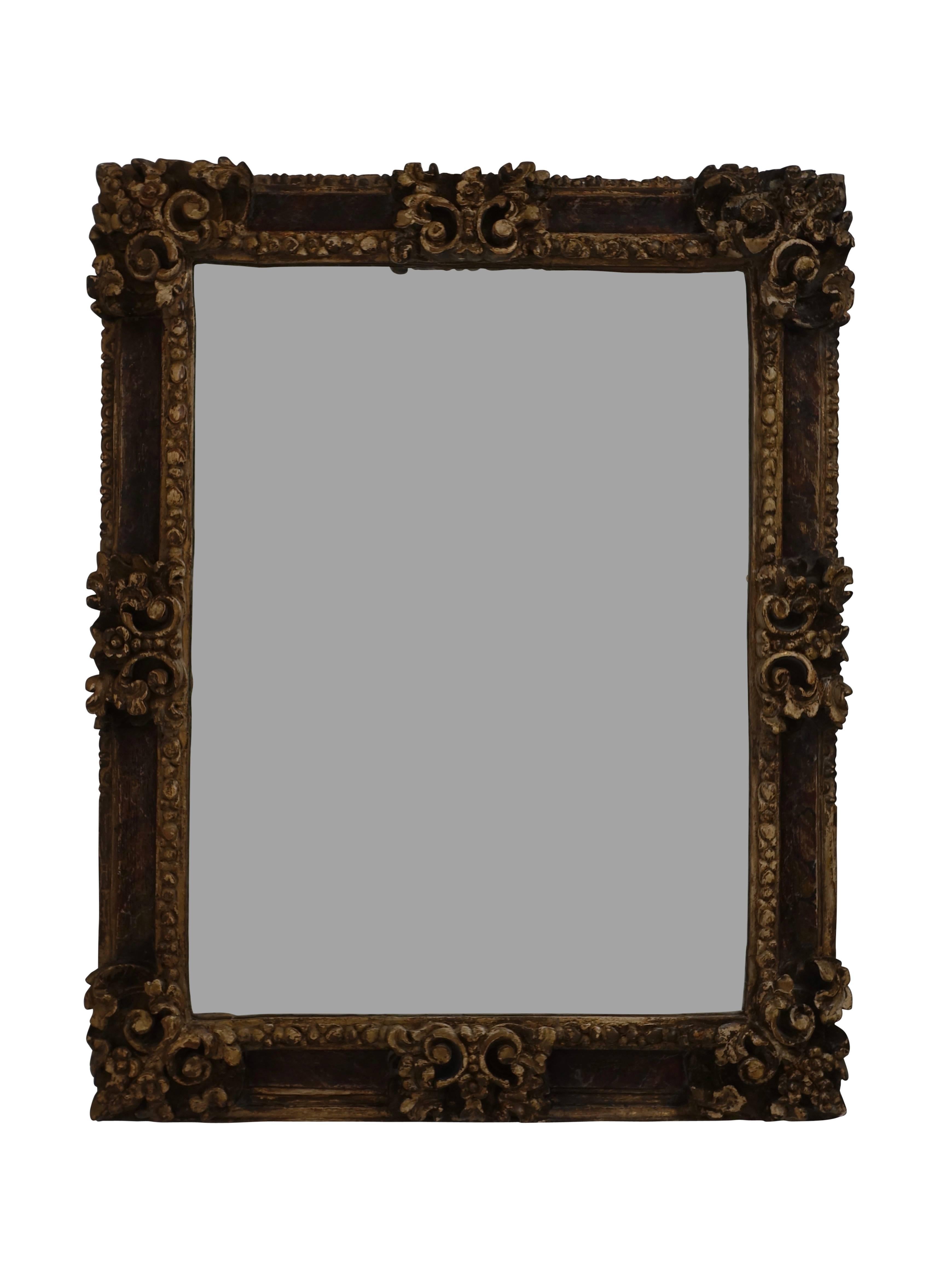 Spanish Colonial Gilt and Painted Mirror Frame, 19th Century In Excellent Condition In San Francisco, CA