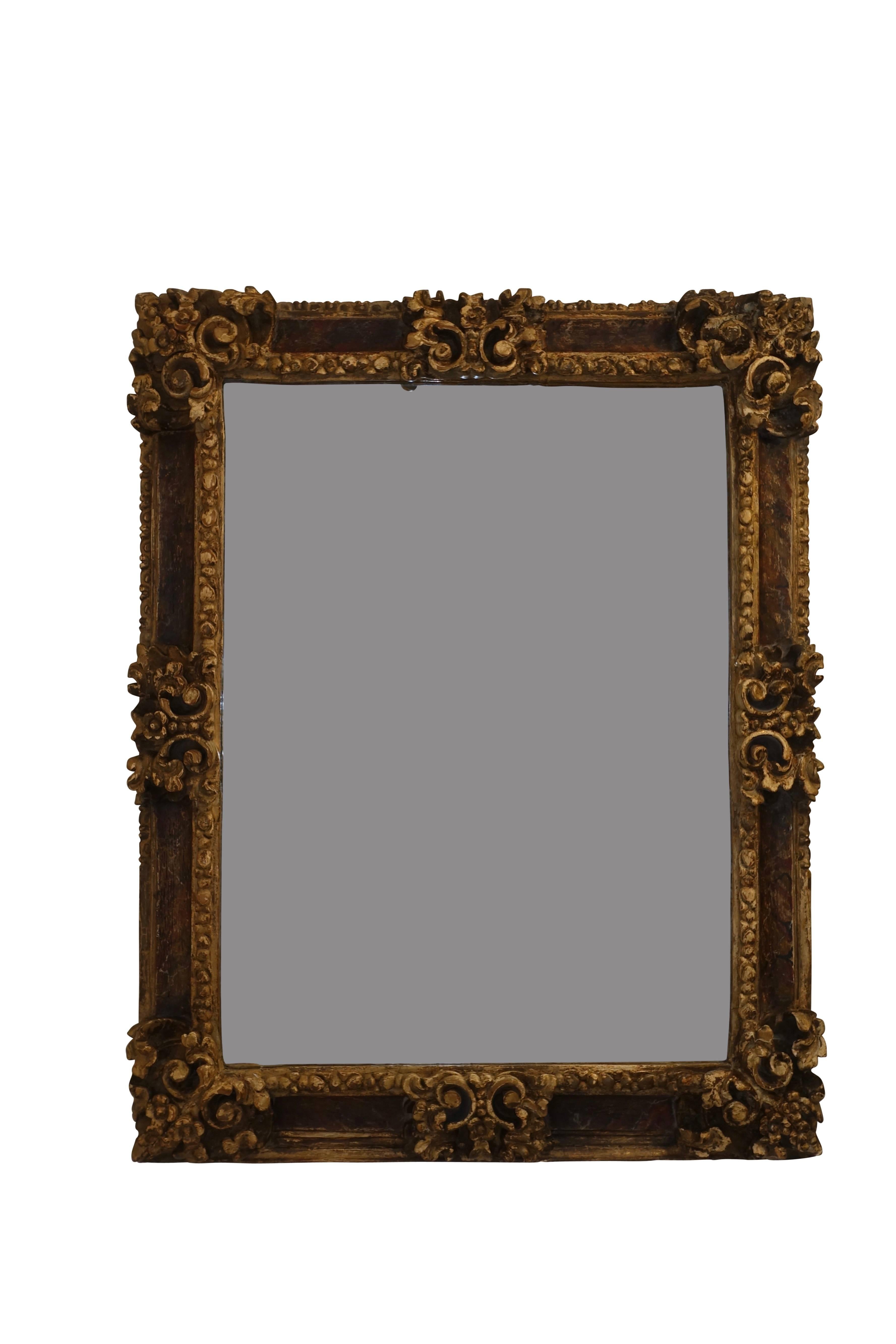 Spanish Colonial Gilt and Painted Mirror Frame, 19th Century 2