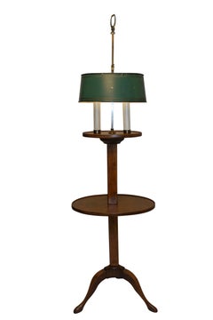 Bouillotte Candle Stand Lamp with Tole Shade, French, 19th Century