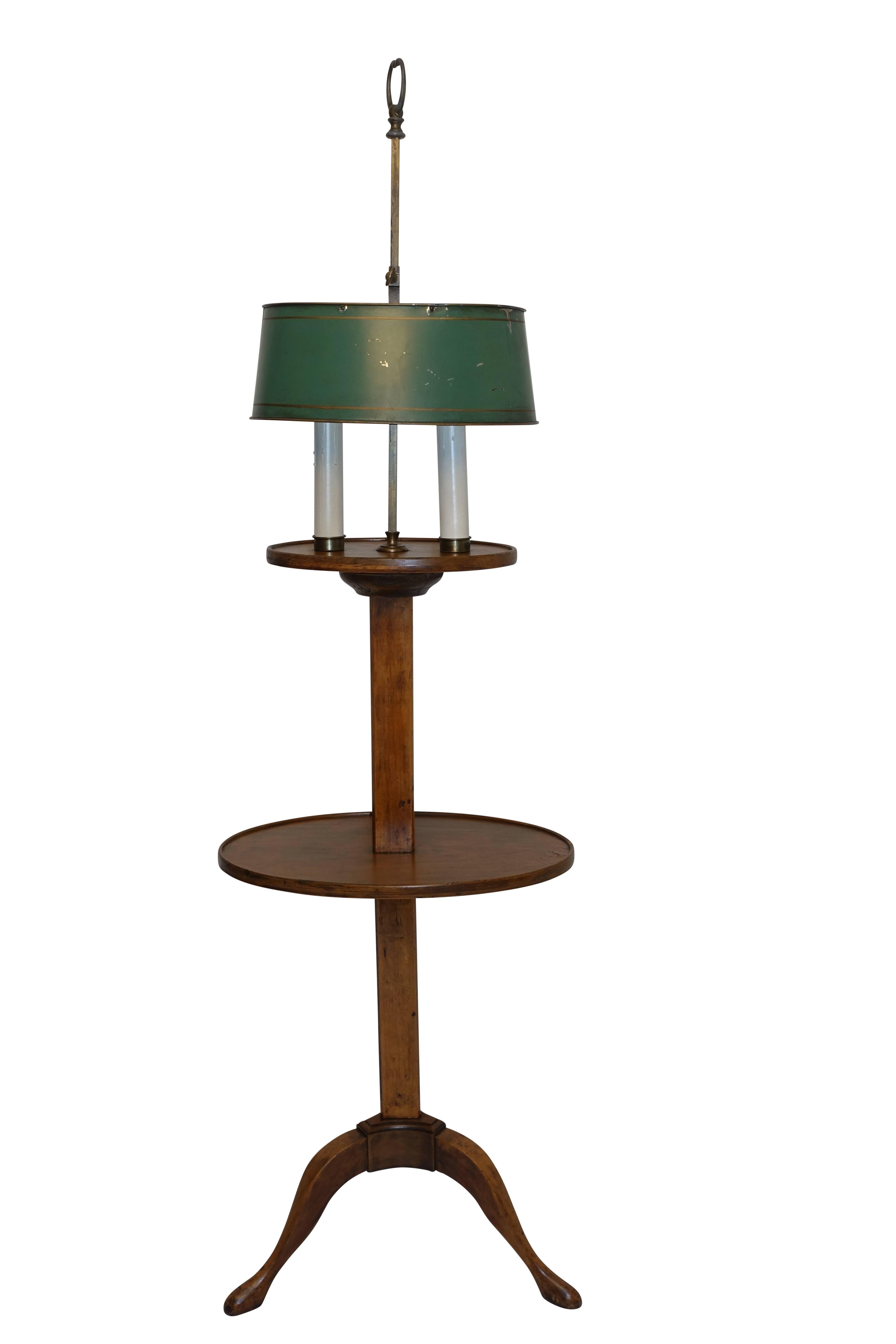 Bouillotte Candle Stand Lamp with Tole Shade, French, 19th Century 3