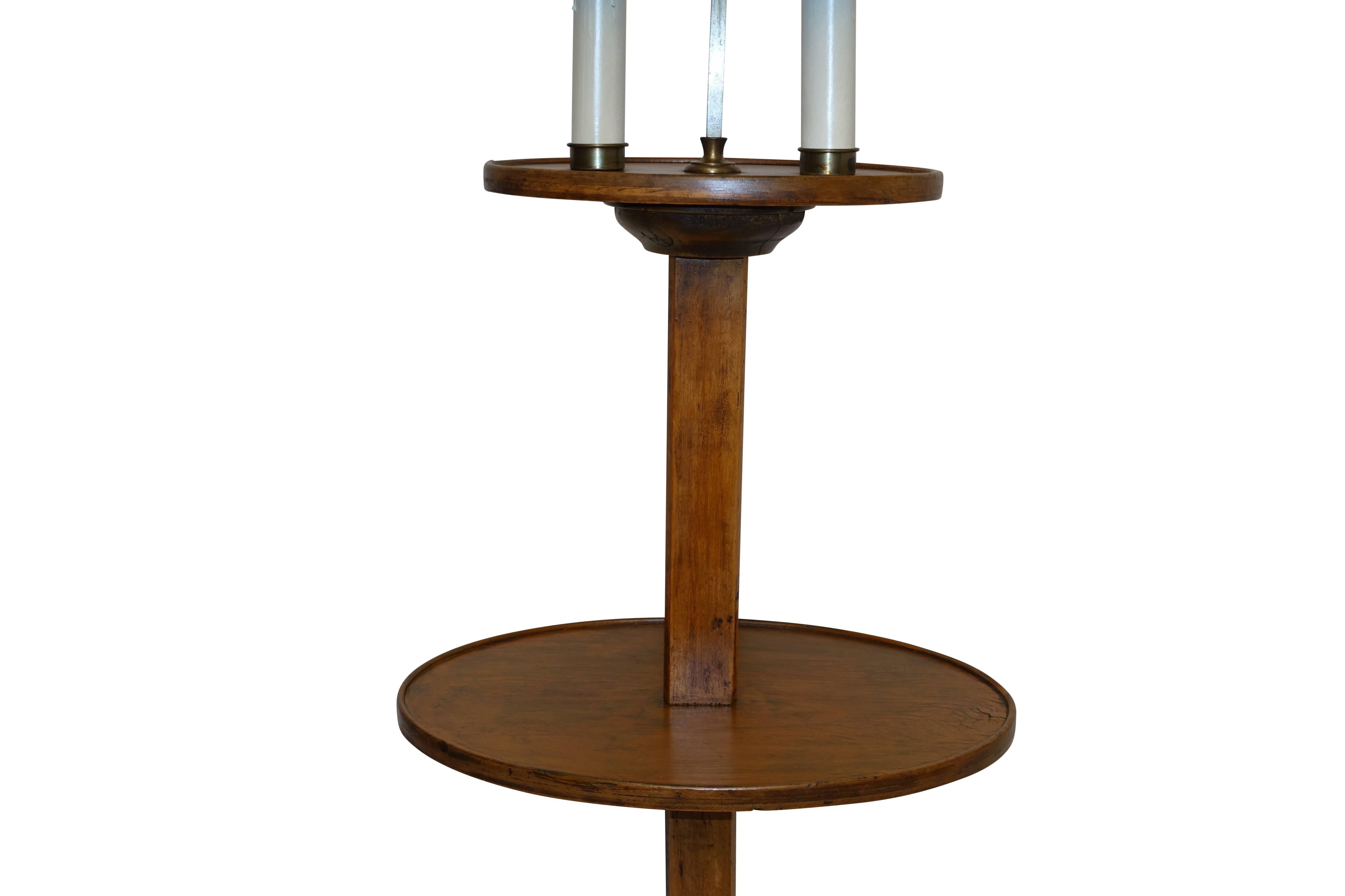 Bouillotte Candle Stand Lamp with Tole Shade, French, 19th Century 2