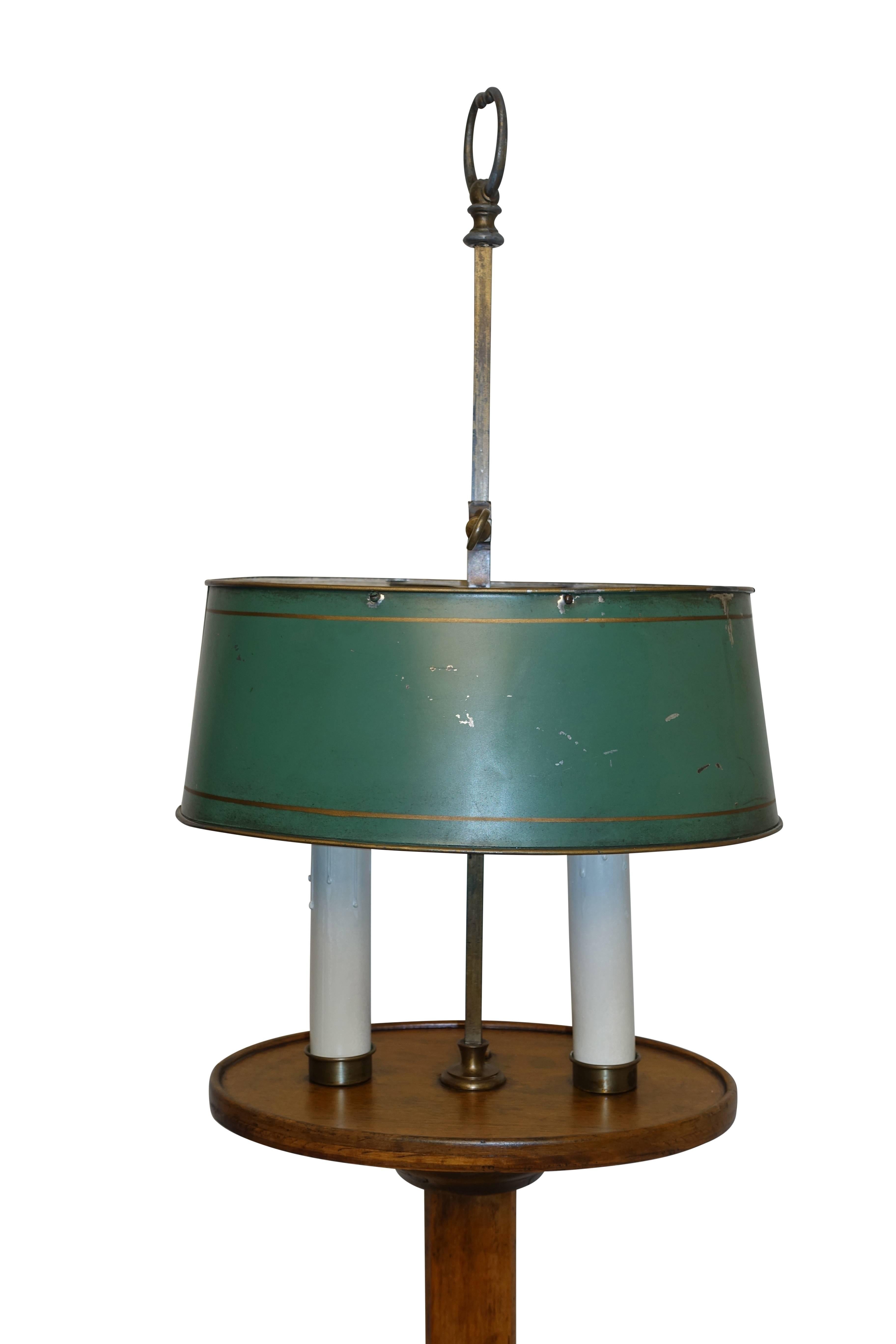 Bouillotte Candle Stand Lamp with Tole Shade, French, 19th Century In Excellent Condition In San Francisco, CA