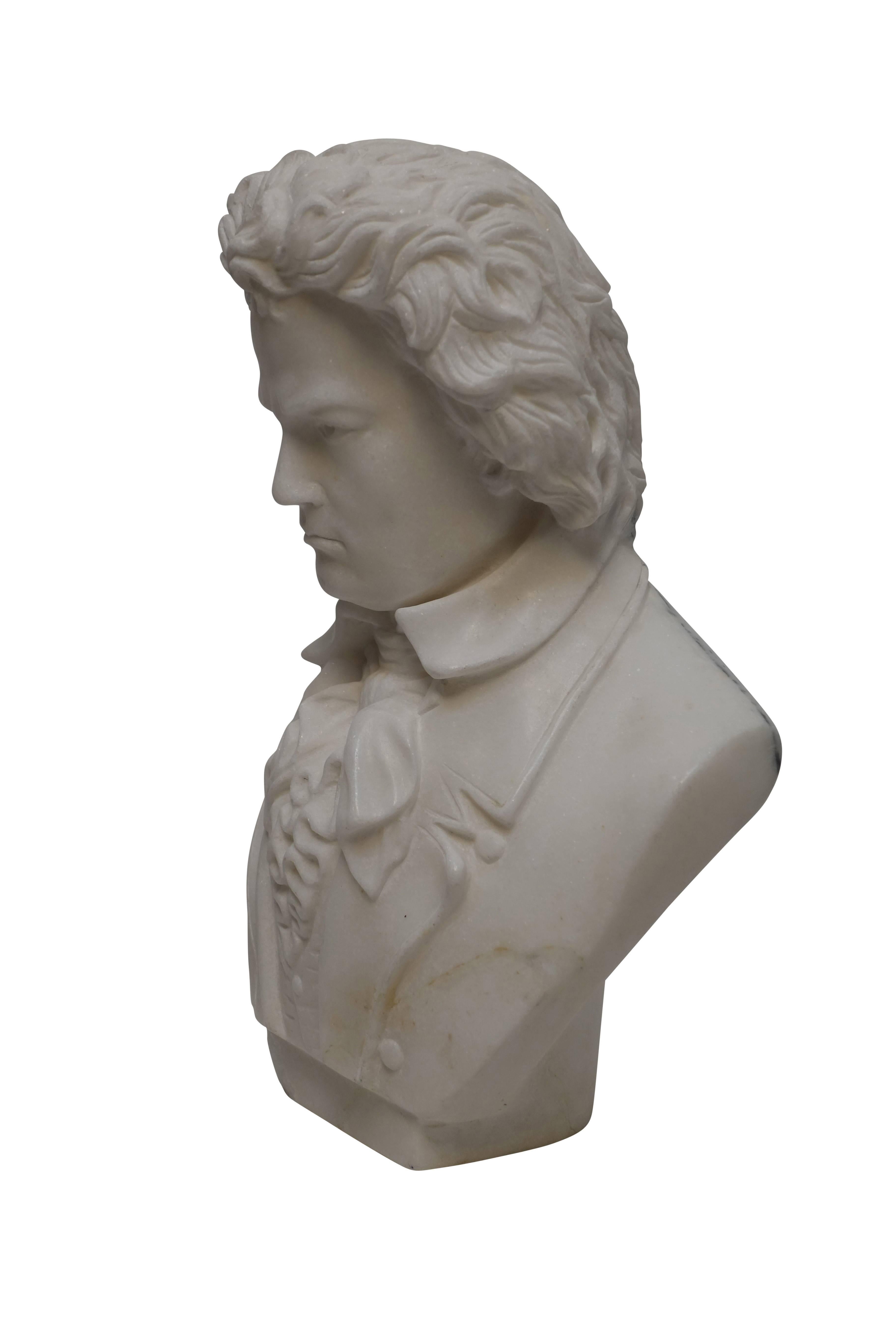 Carrera Marble Bust of Beethoven, 19th Century In Excellent Condition In San Francisco, CA