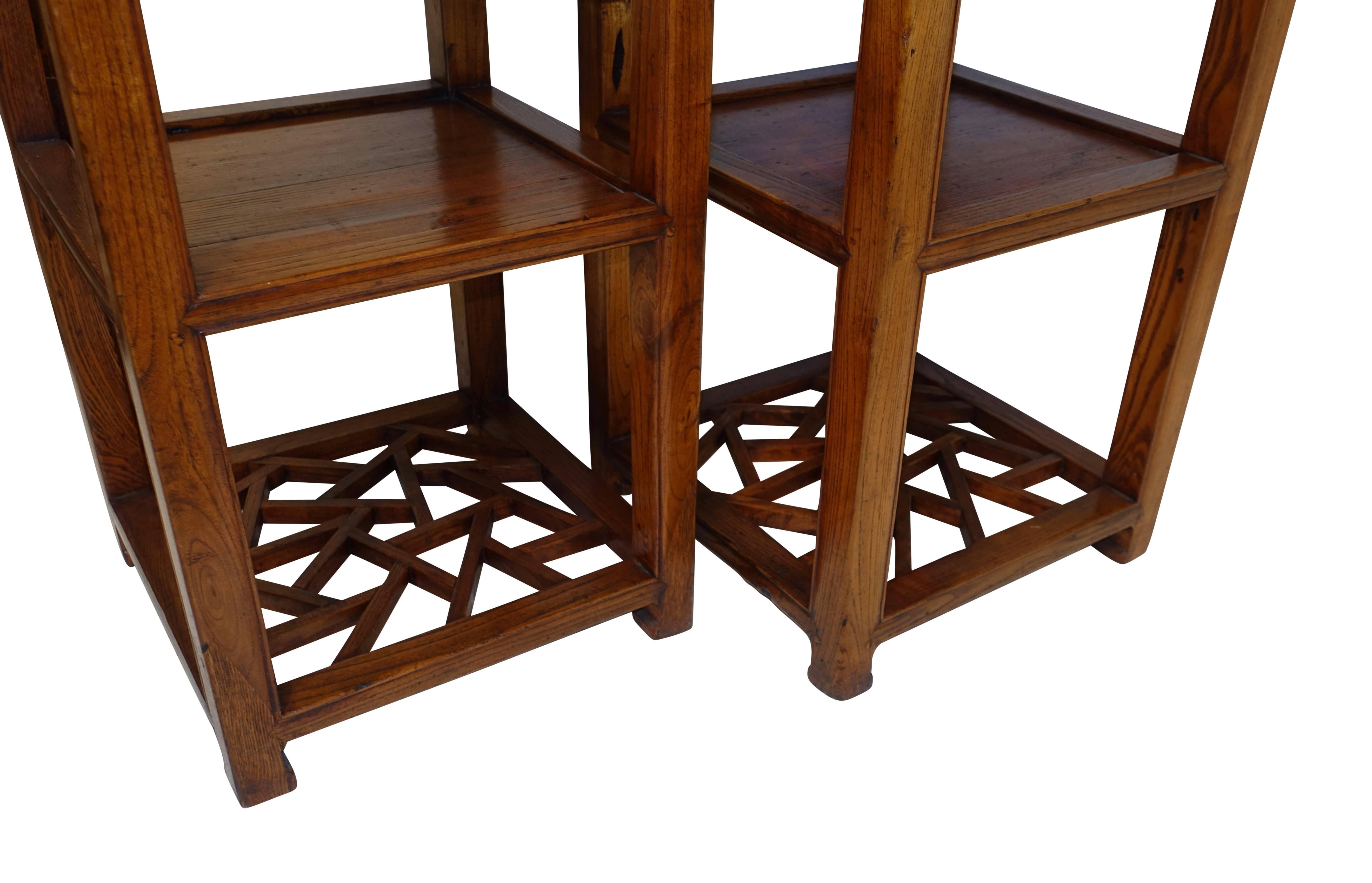 Pair of Qing Dynasty Two-Tier Stands with Hidden Drawers 1