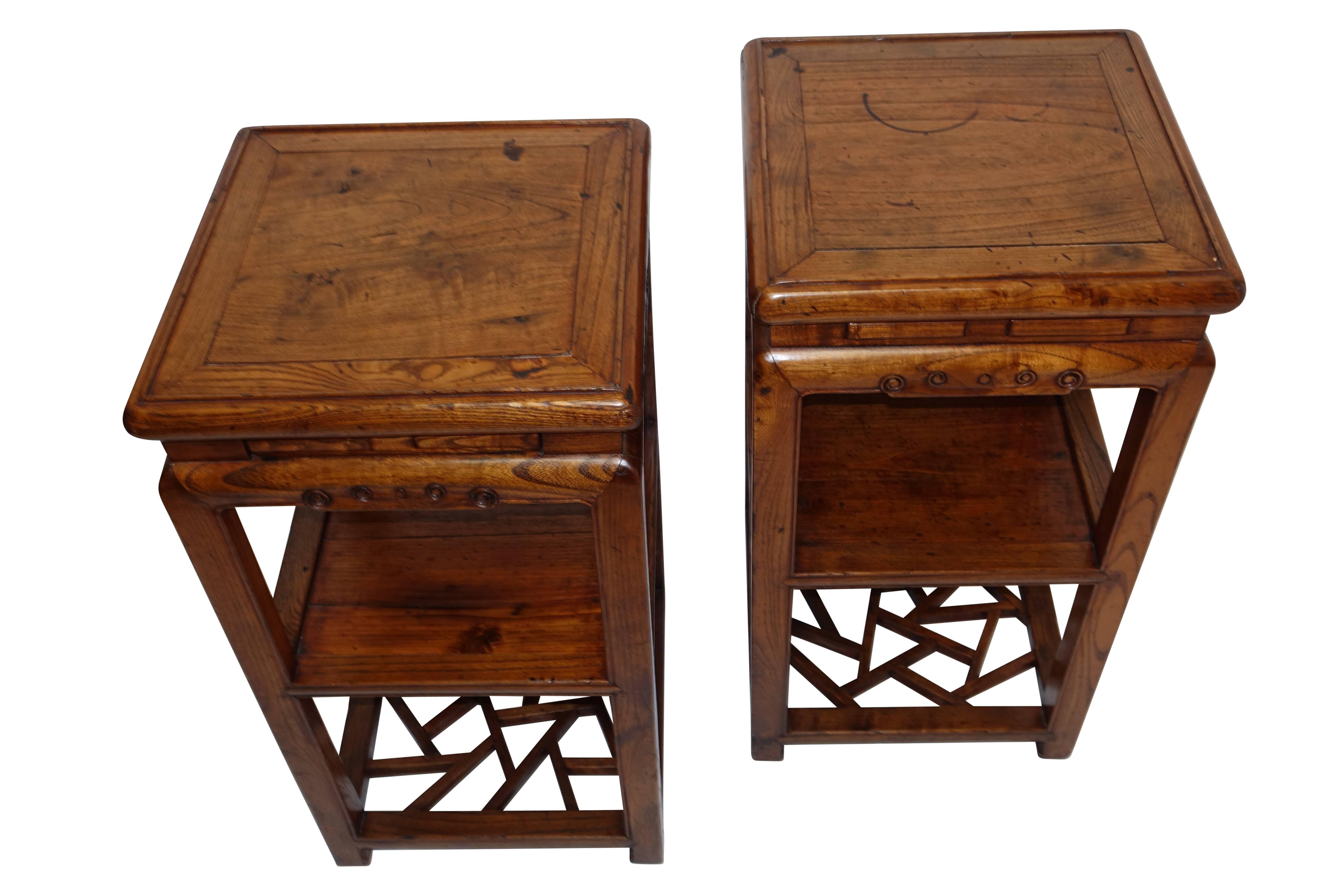 Pair of Qing Dynasty Two-Tier Stands with Hidden Drawers 4