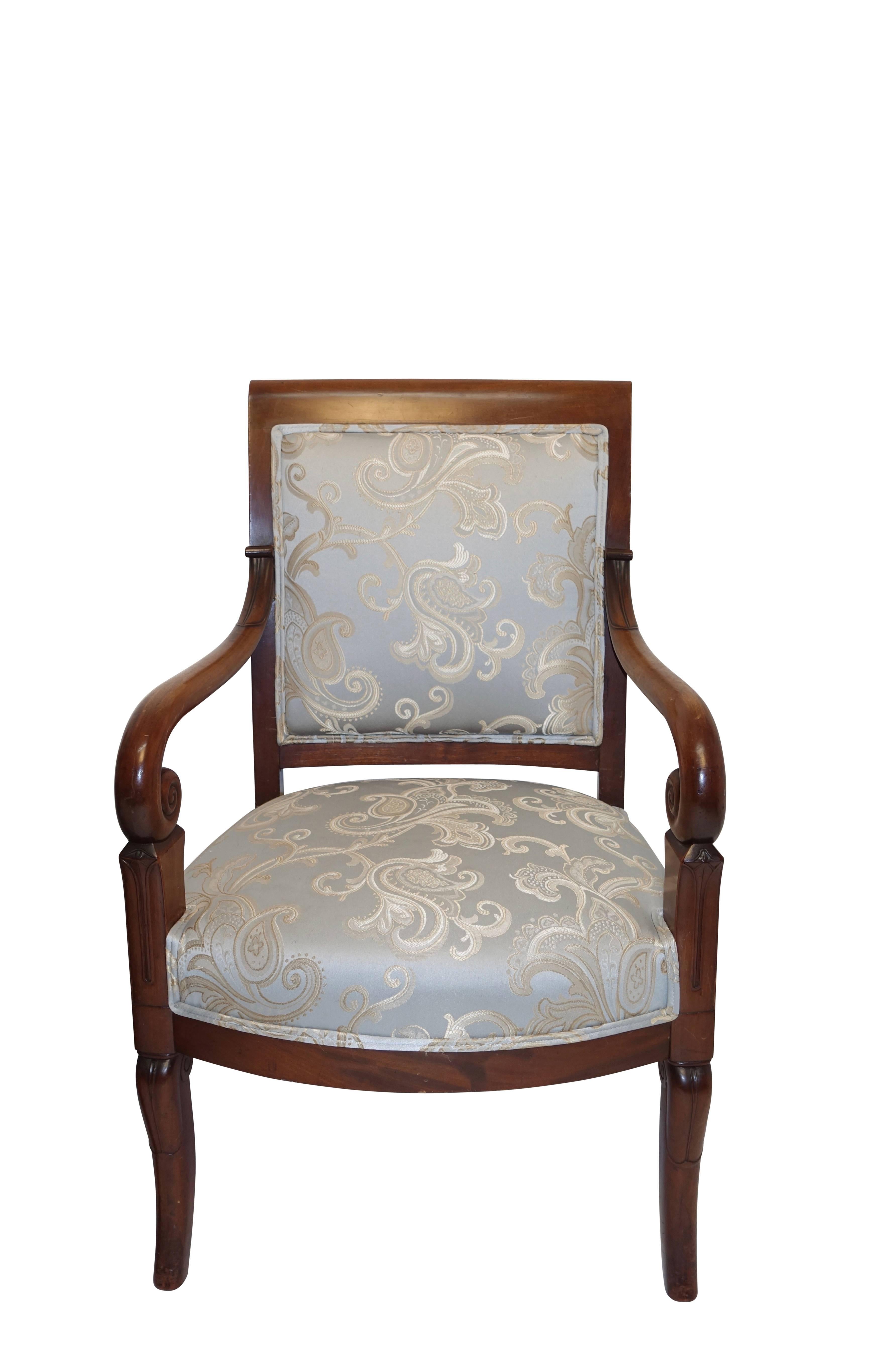 19th Century Pair of Charles X Walnut Fauteuils, French, circa 1830 For Sale
