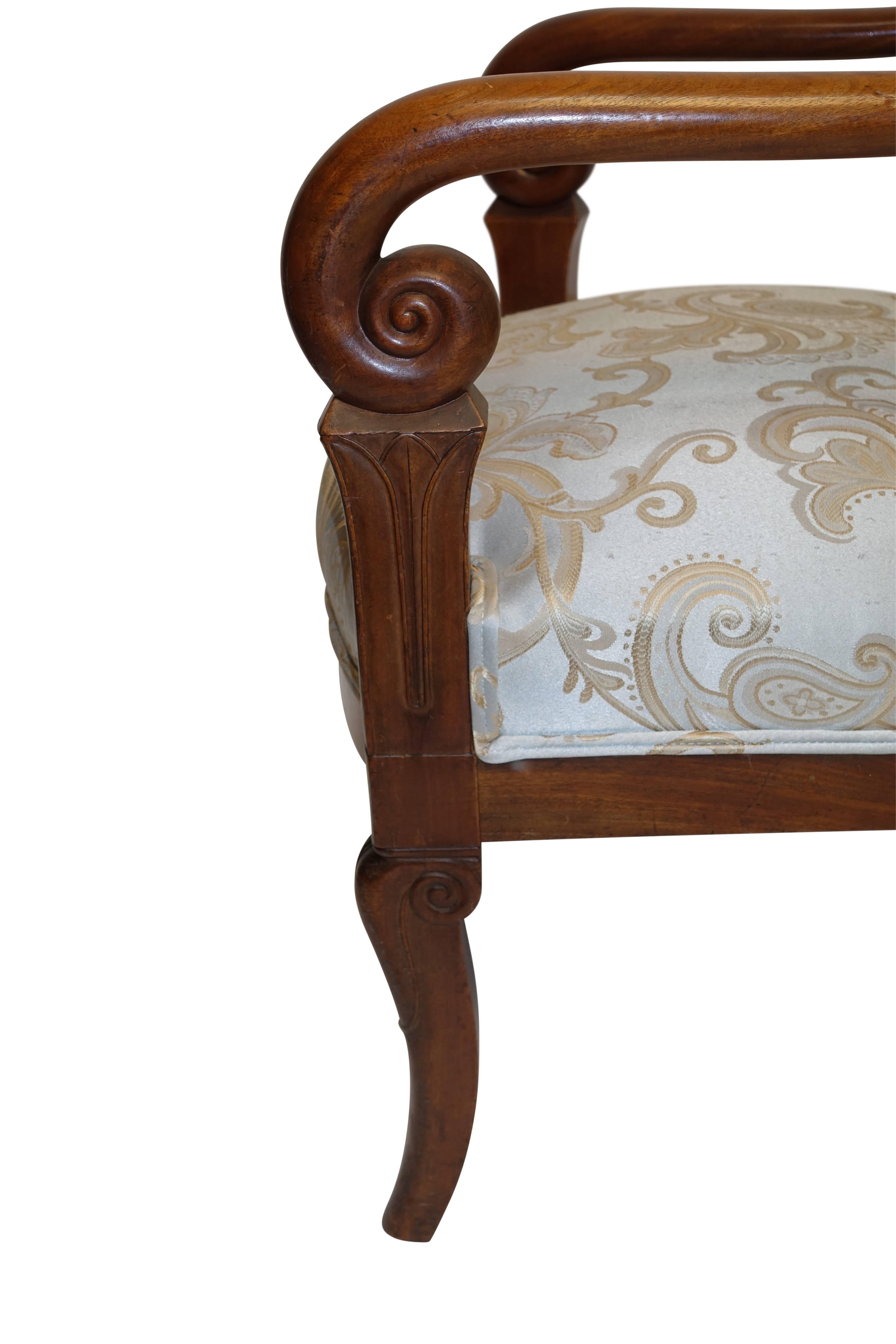 Pair of Charles X Walnut Fauteuils, French, circa 1830 For Sale 2