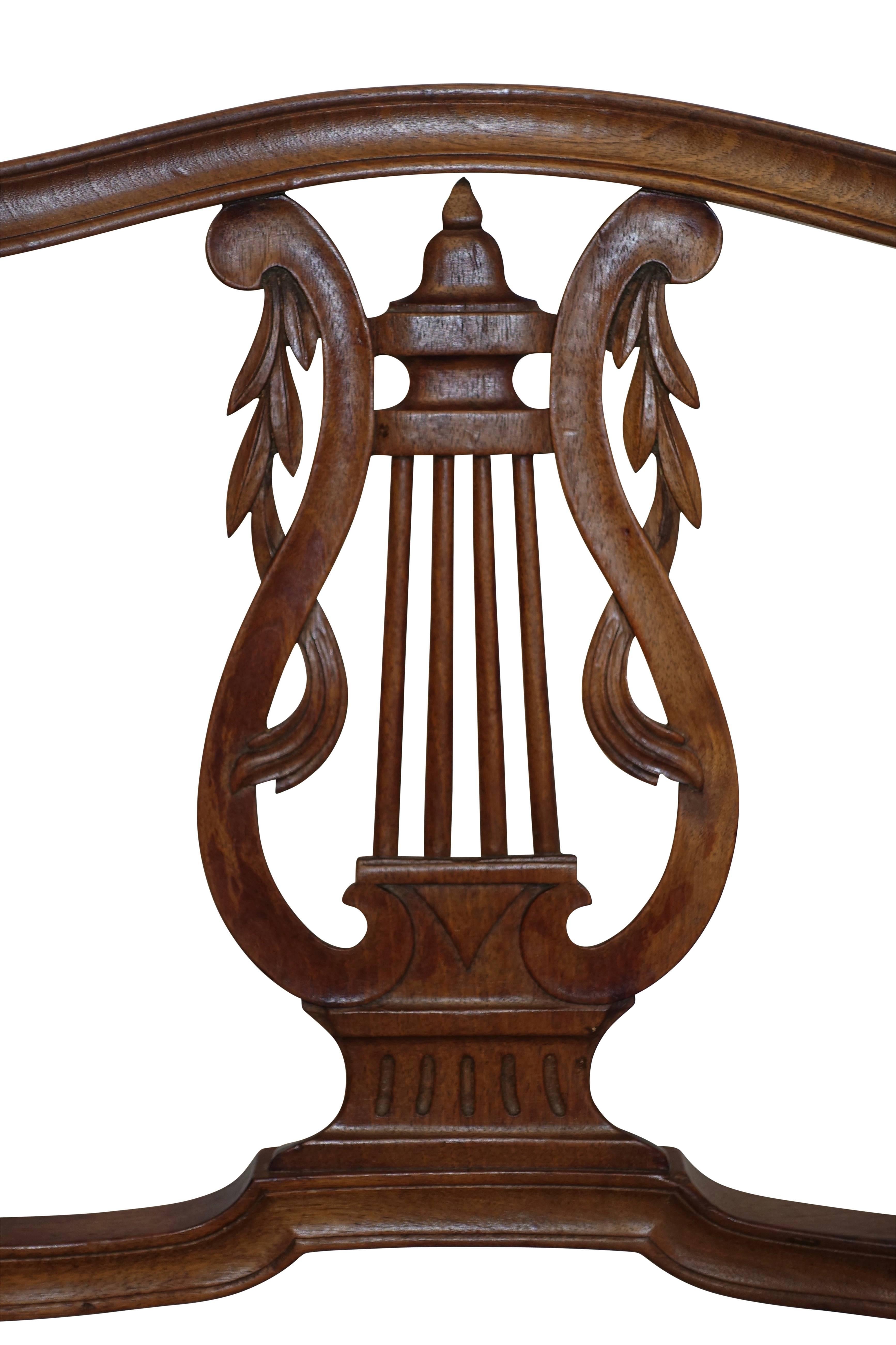 Carved Pair of Neoclassical Walnut Armchairs, Italy, 18th Century For Sale