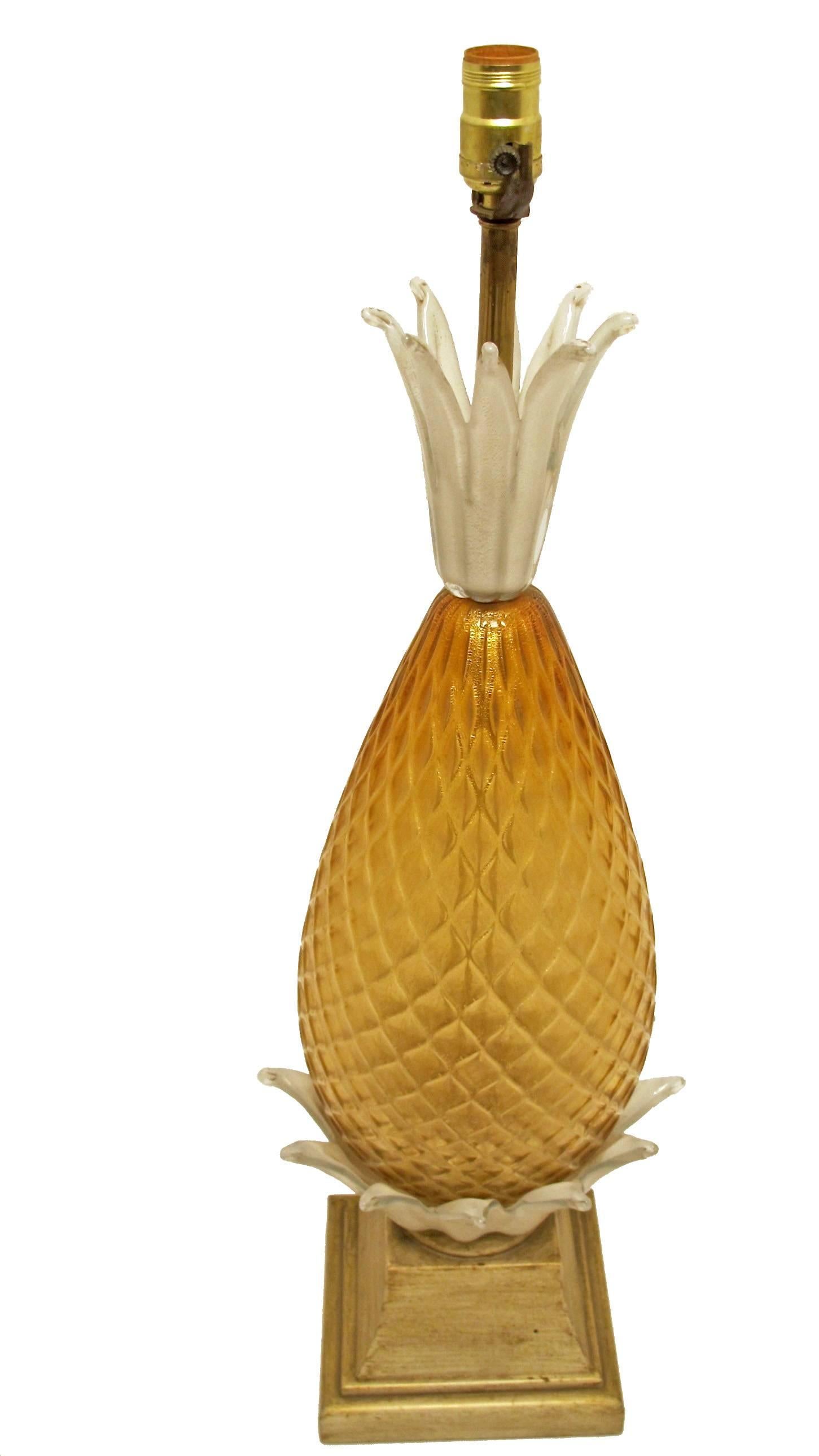 Mid-Century Modern Large Mid-Century Venetian Murano Pineapple Lamp