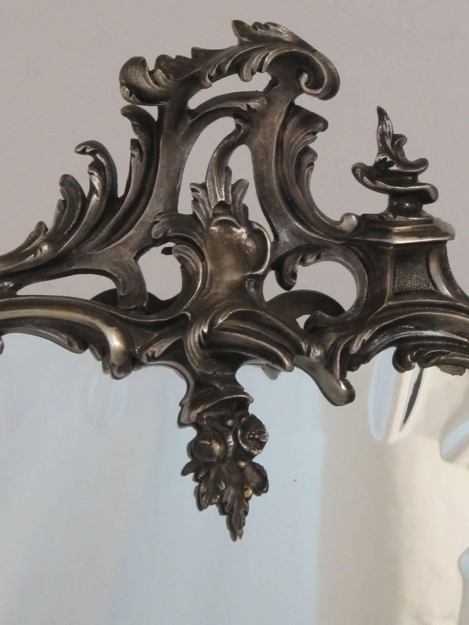 Rococo Style Silvered Bronze Vanity Mirror 1