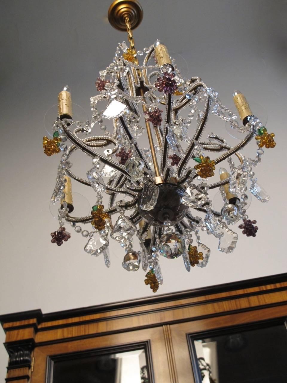 20th Century Italian Beaded Glass Chandelier For Sale