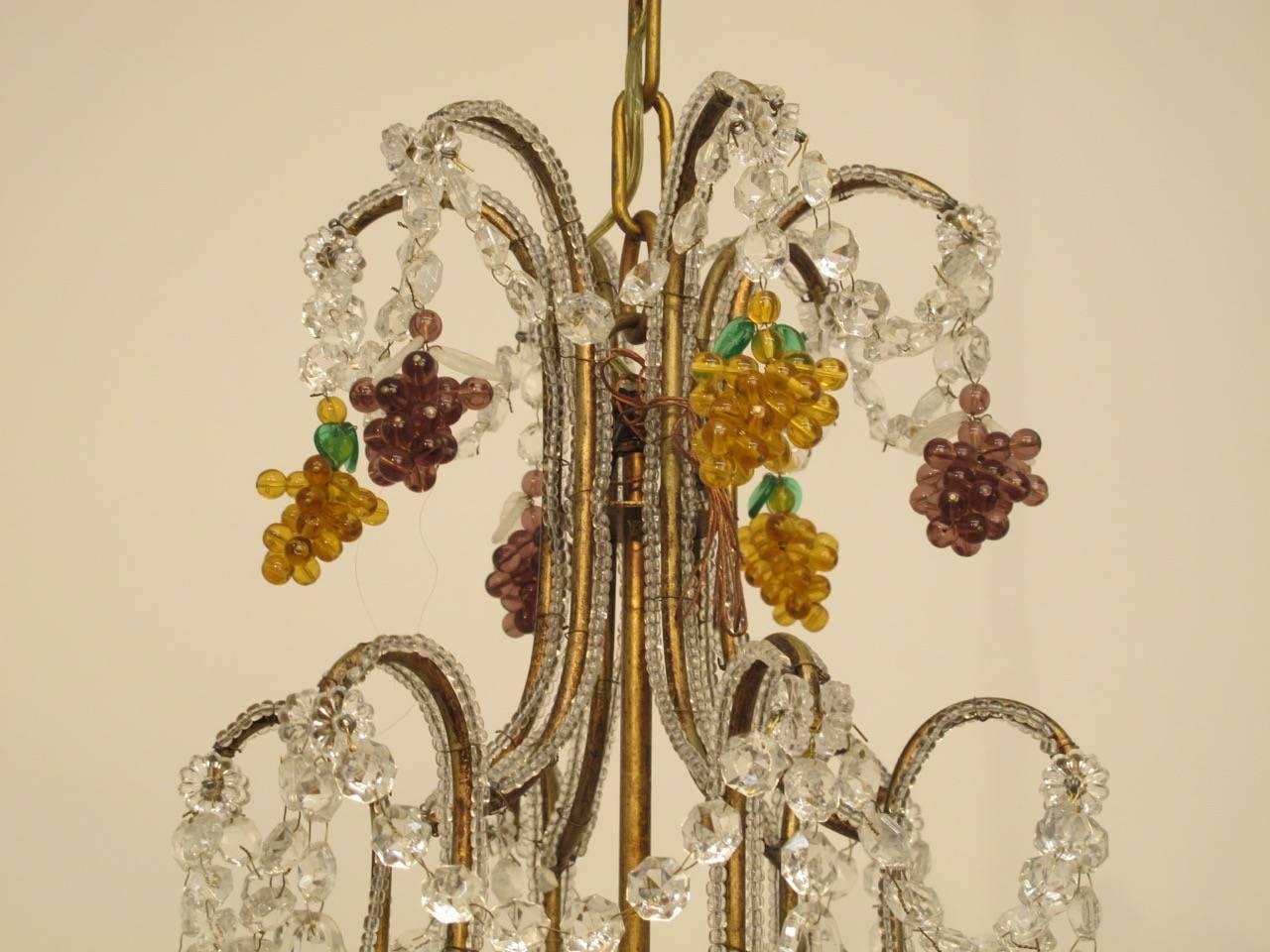 Italian Beaded Glass Chandelier For Sale 2