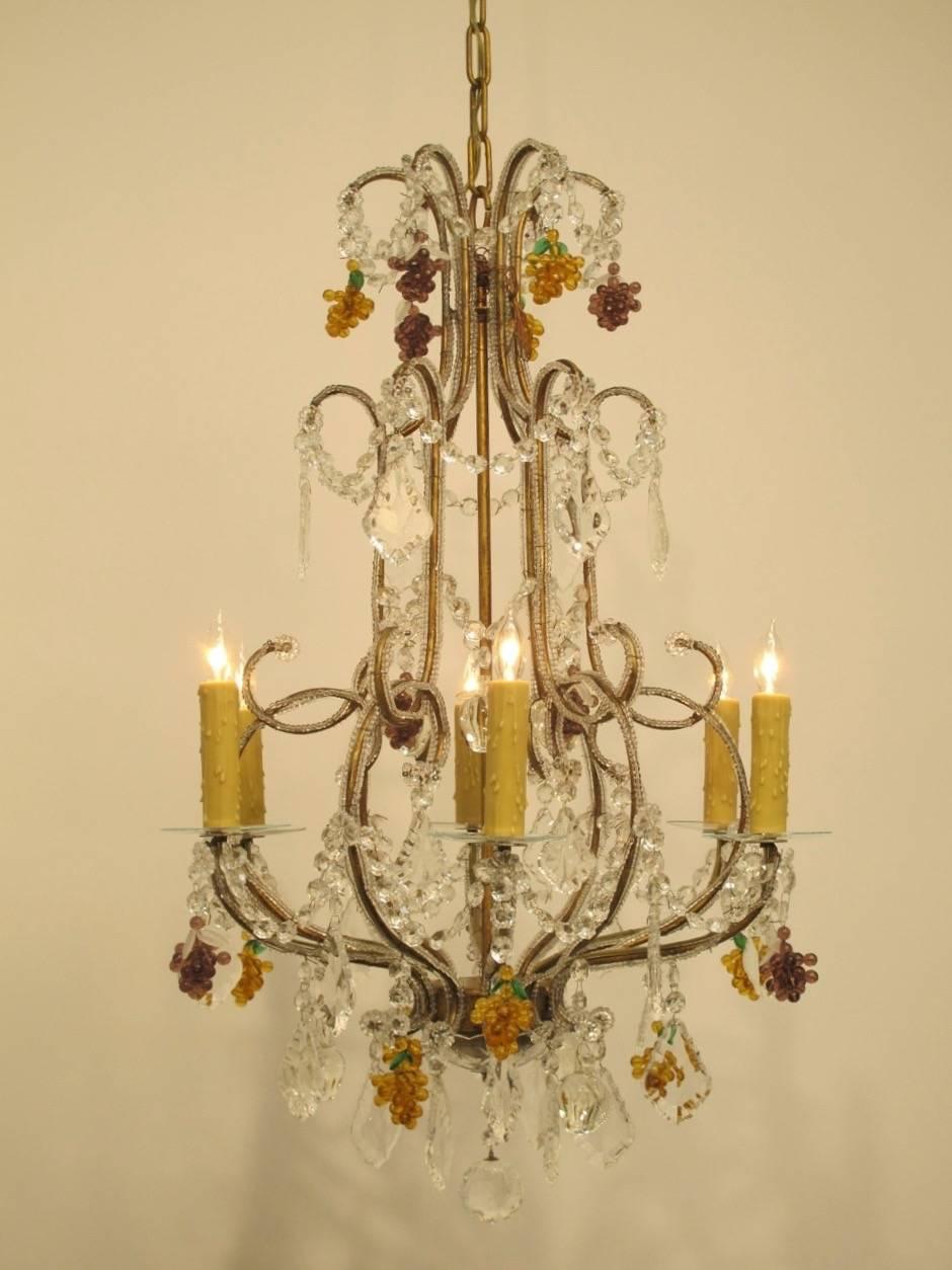 Italian Beaded Glass Chandelier In Good Condition For Sale In San Francisco, CA