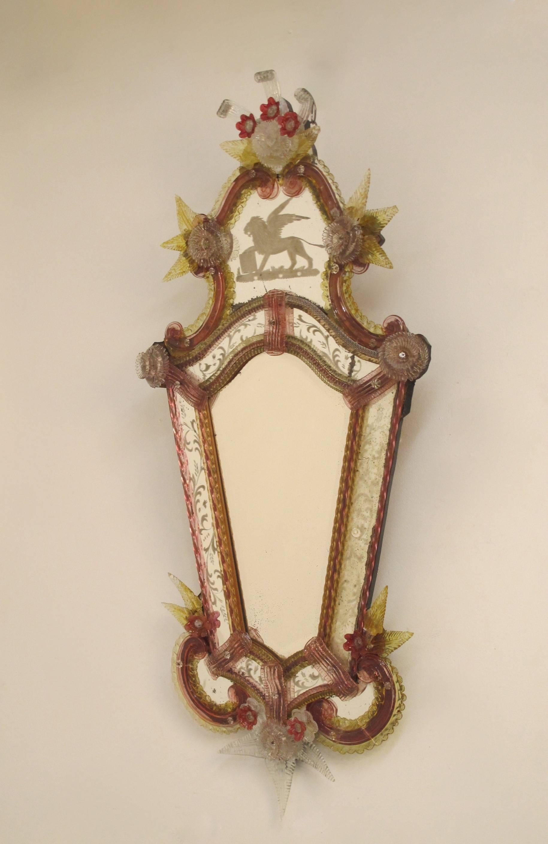 Blown Glass 19th Century Venetian Mirror