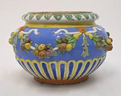 19th Century Italian Della Robbia Terra-Cotta Faience Pot Planter