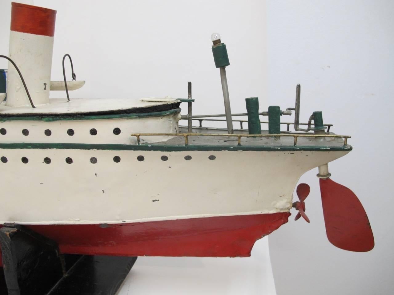 Painted Vintage Motorized Pond Boat