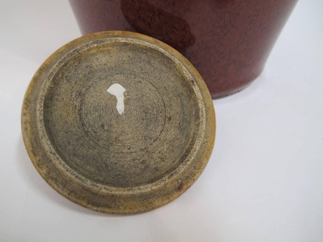 Ceramic 19th Century Chinese Oxblood Covered Jar