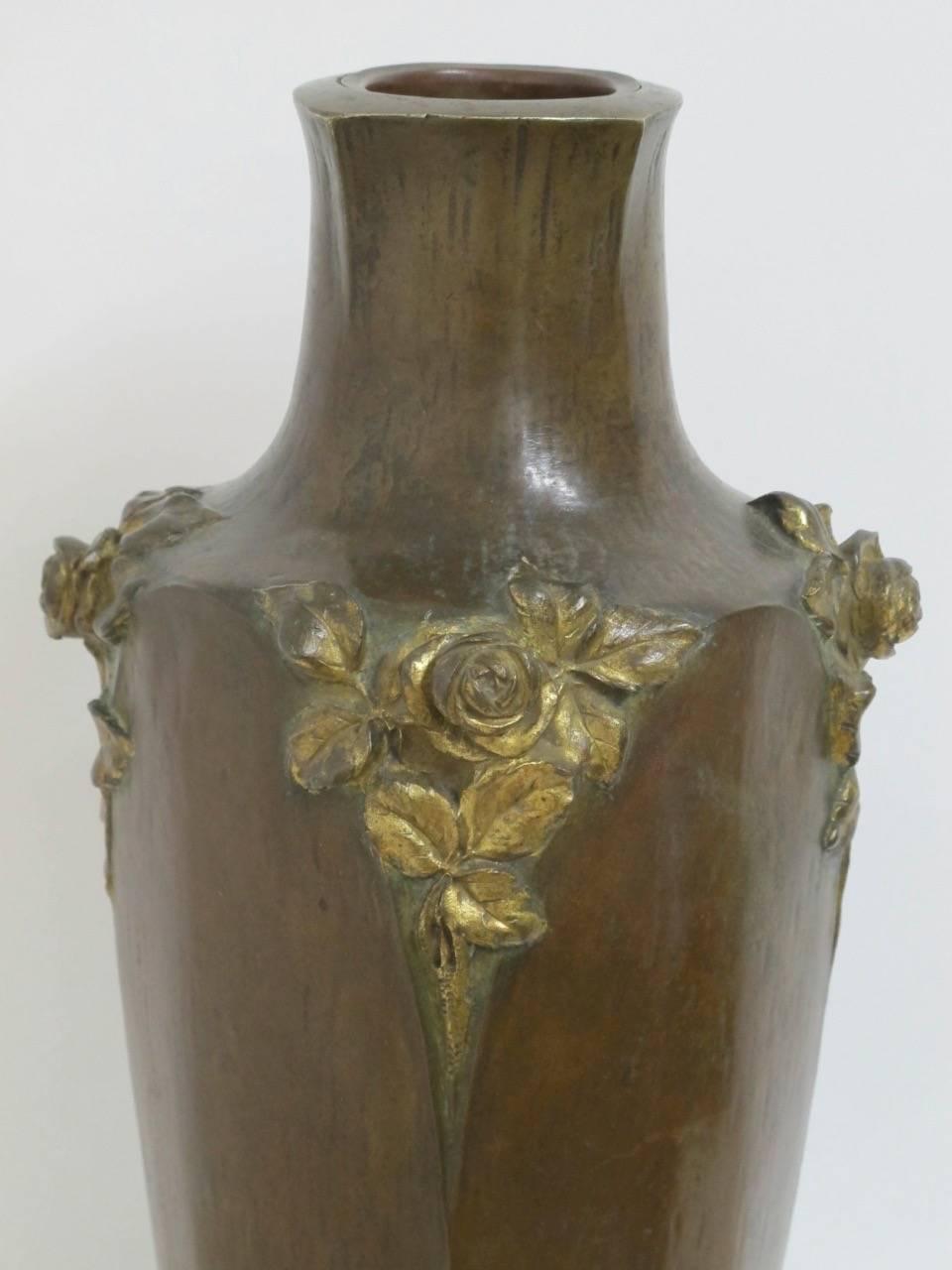 19th Century French Art Nouveau Sculptural Bronze Vase by Albert Marionnet