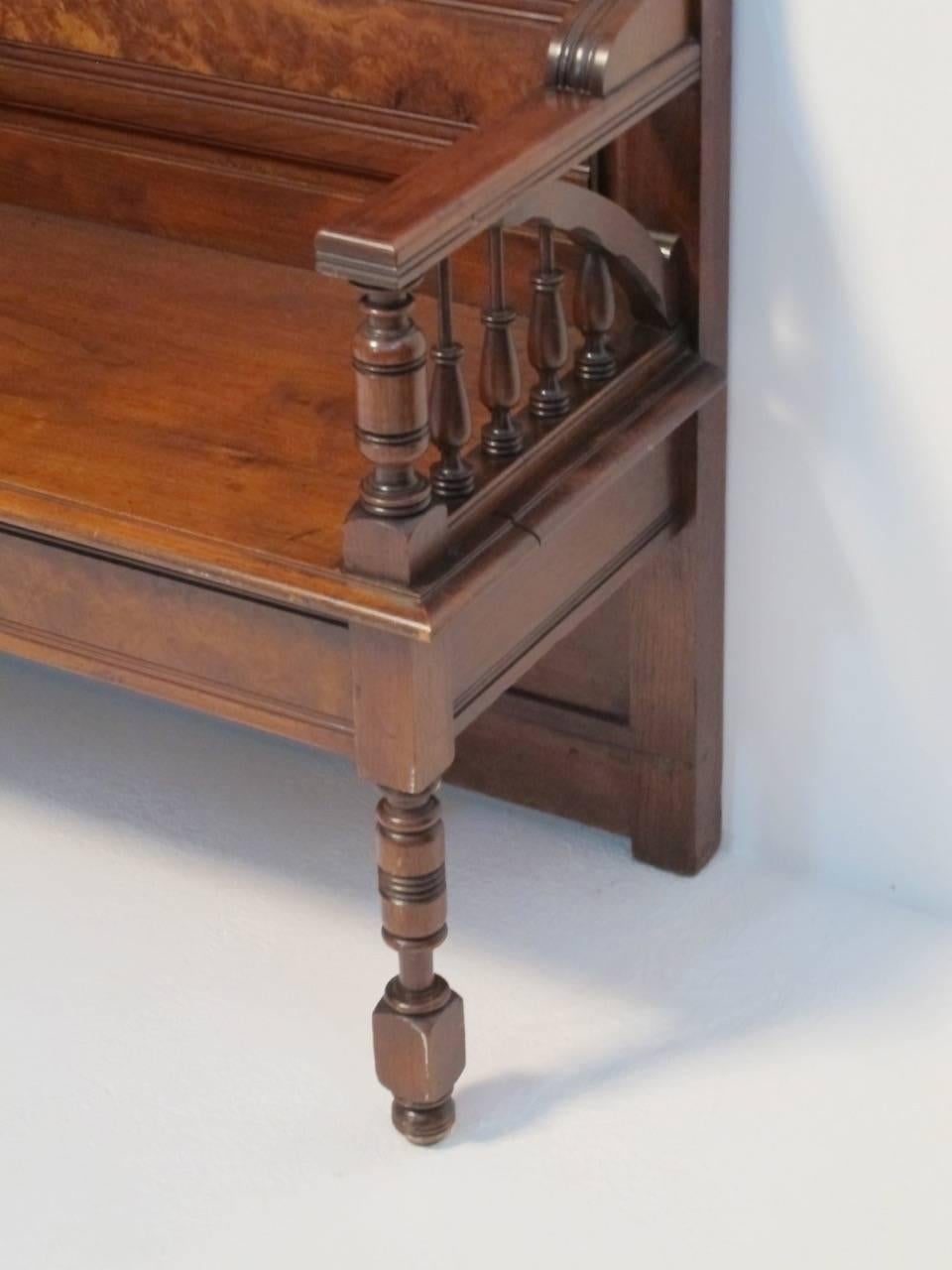 Large Victorian Walnut Hall Bench Coat Rack 3