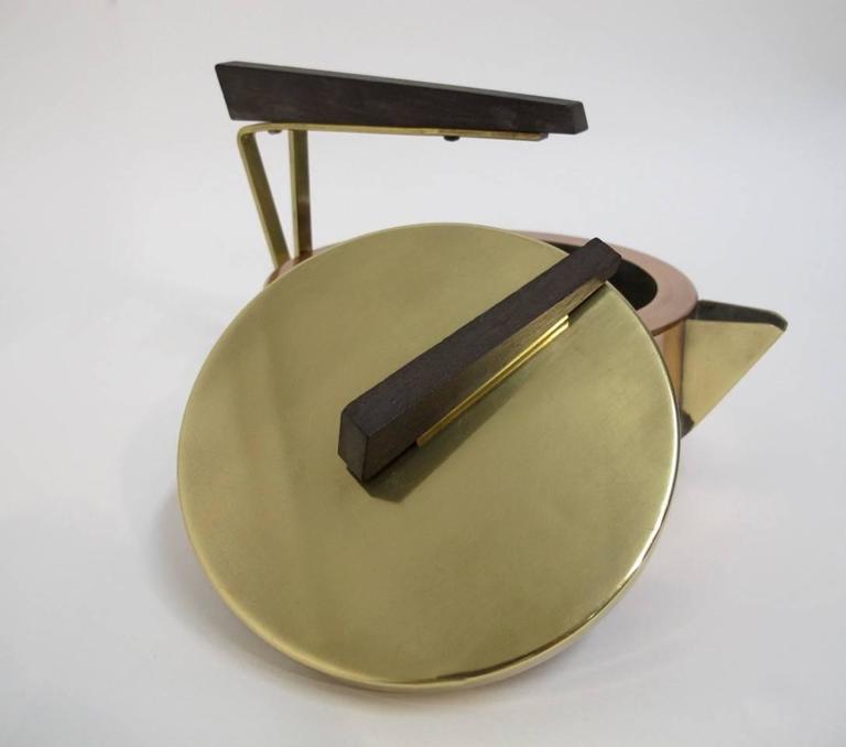 Art Deco Copper and Brass Teakettle or Teapot at 1stdibs