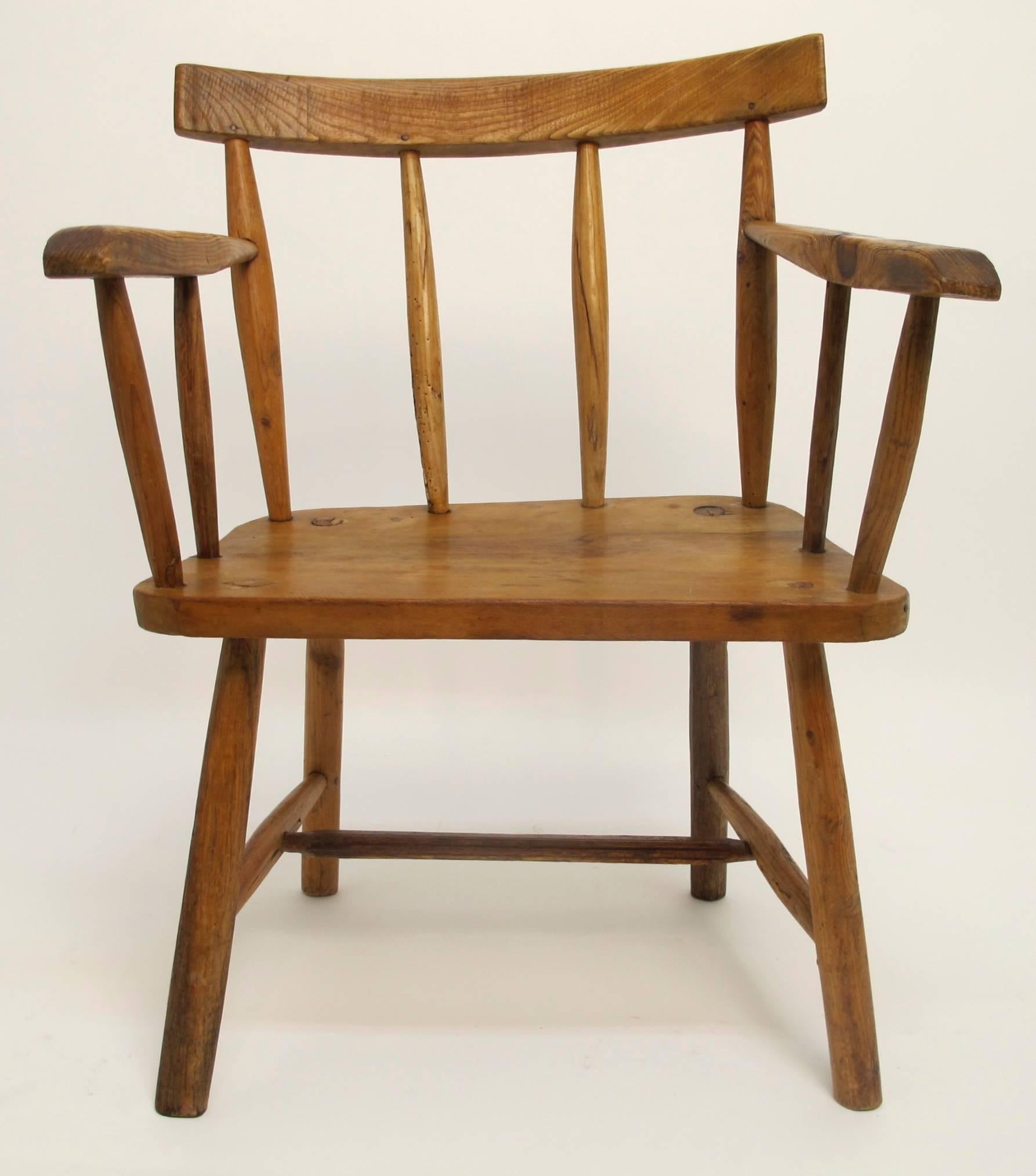 German Two Rustic Pine Armchairs, Bavarian, Late 19th Century