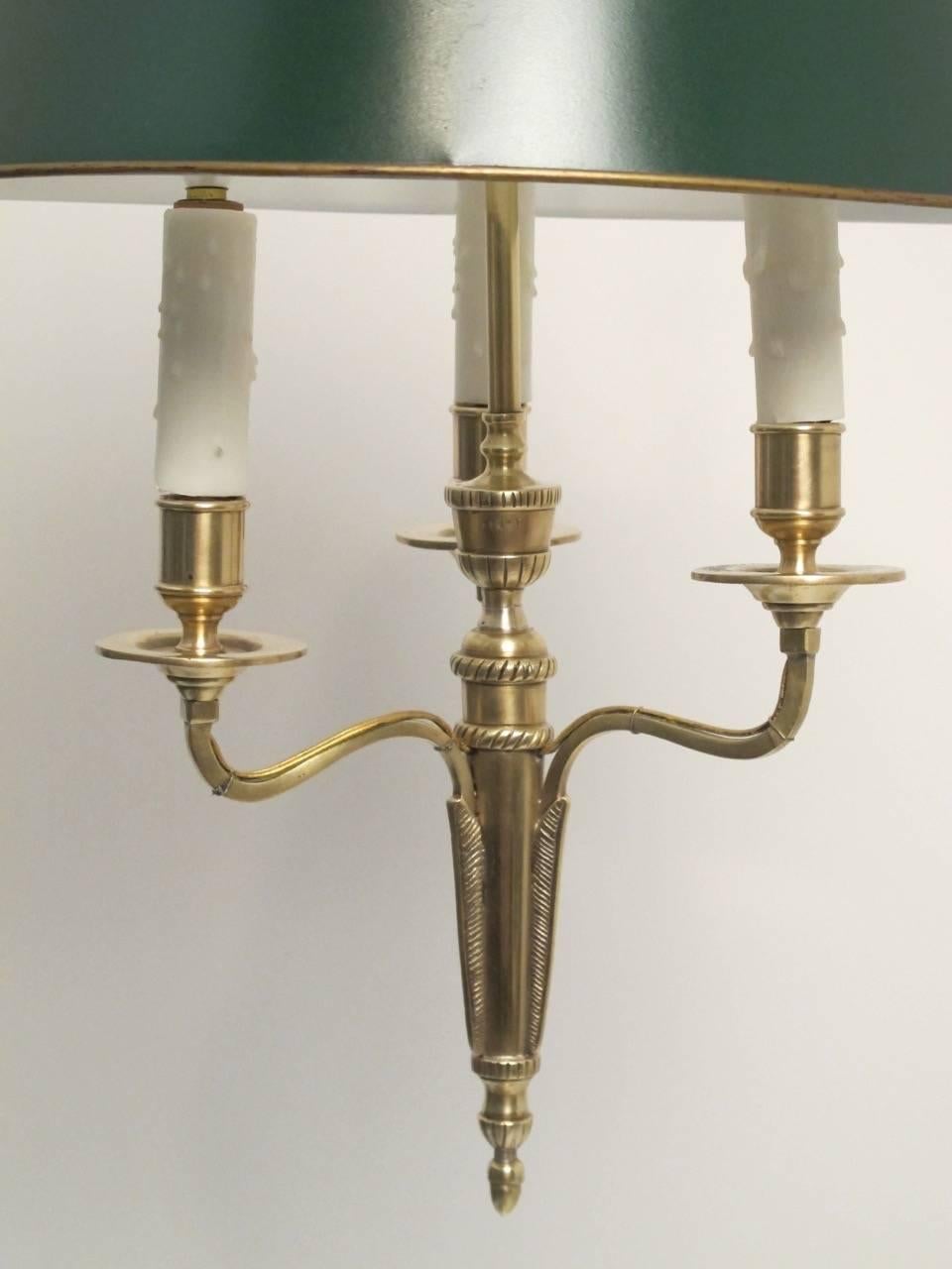 Three-Light French Bouillotte Style Ceiling Fixture In Excellent Condition In San Francisco, CA