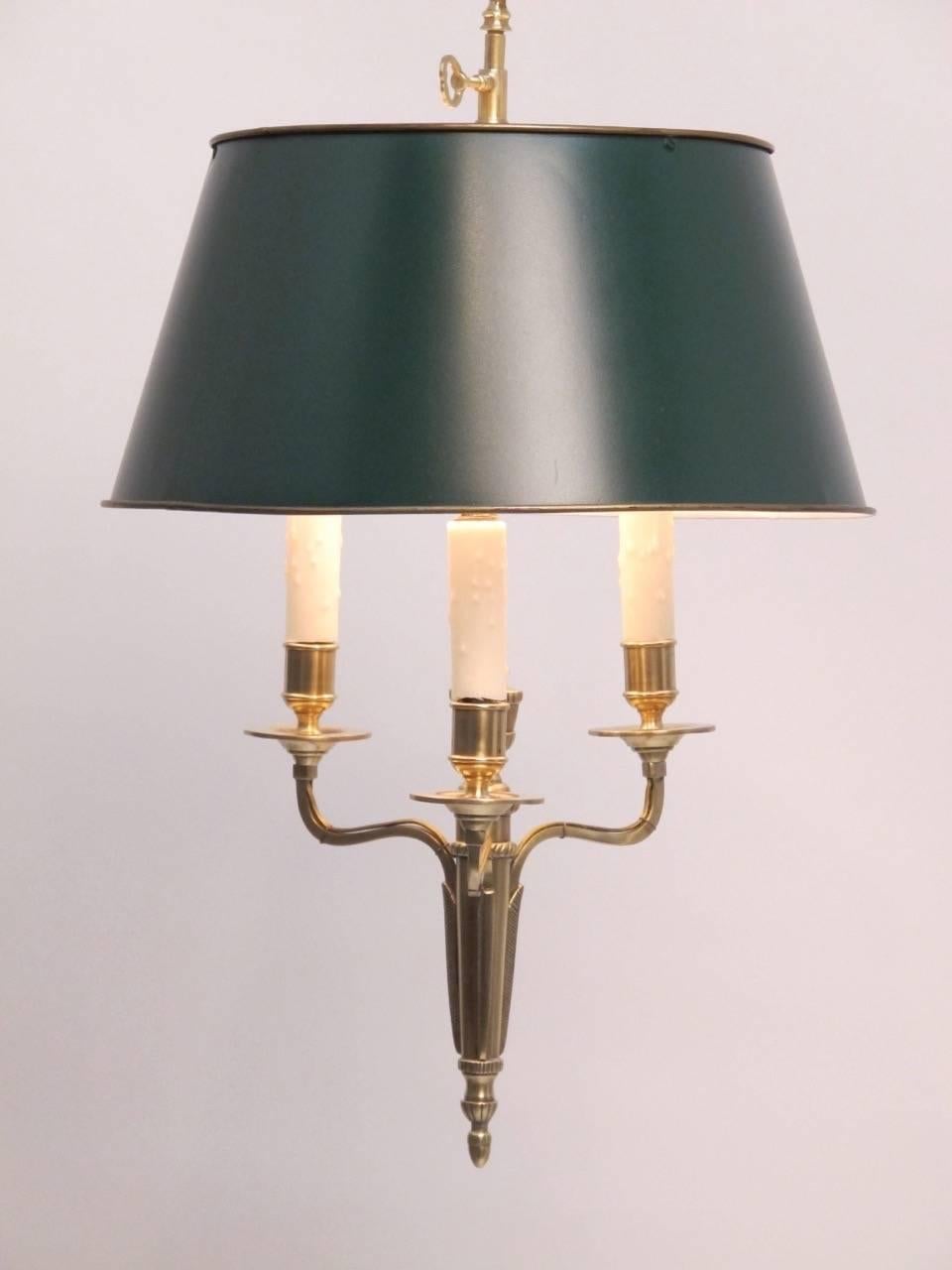Brass Three-Light French Bouillotte Style Ceiling Fixture