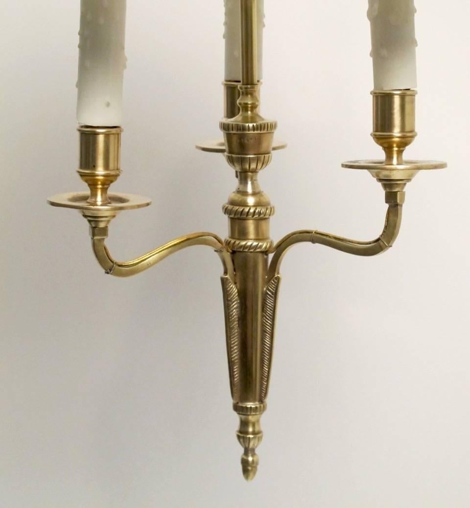19th Century Three-Light French Bouillotte Style Ceiling Fixture