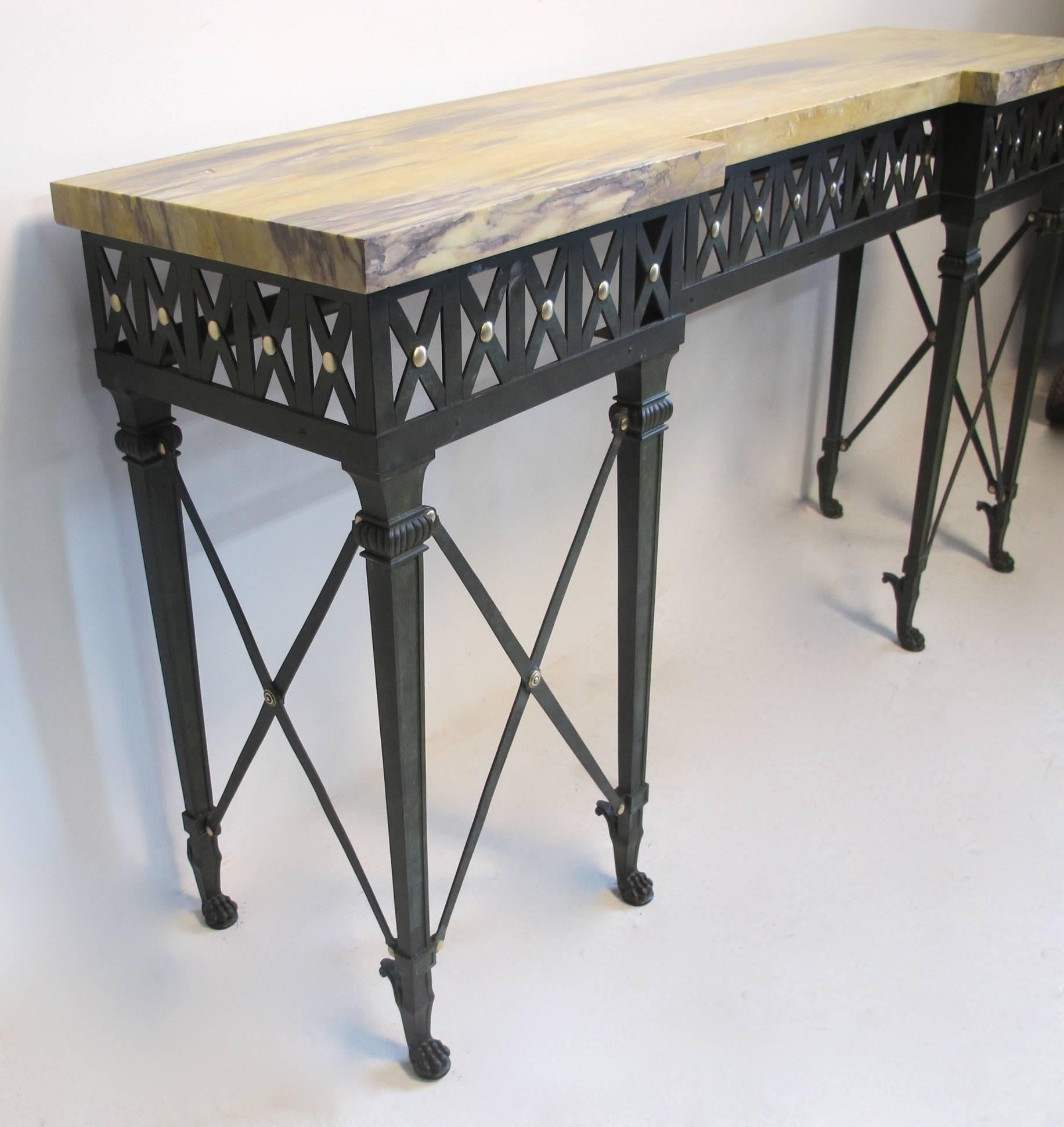 Neoclassical Style Bronze and Iron Console Table In Excellent Condition In San Francisco, CA