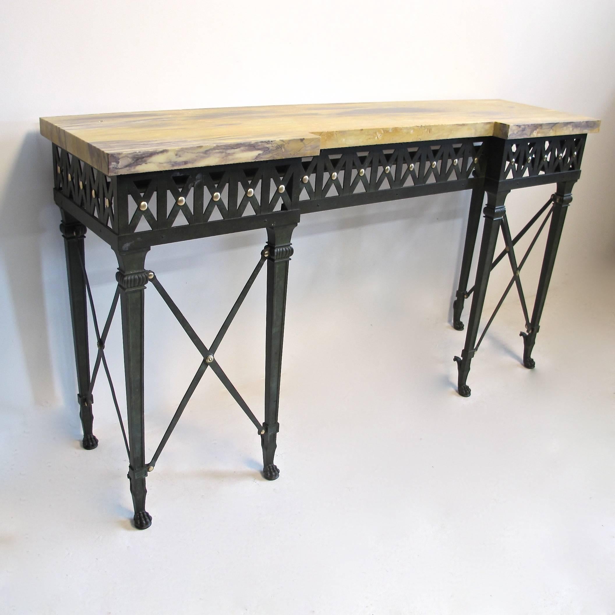 Neoclassical Style Bronze and Iron Console Table 1