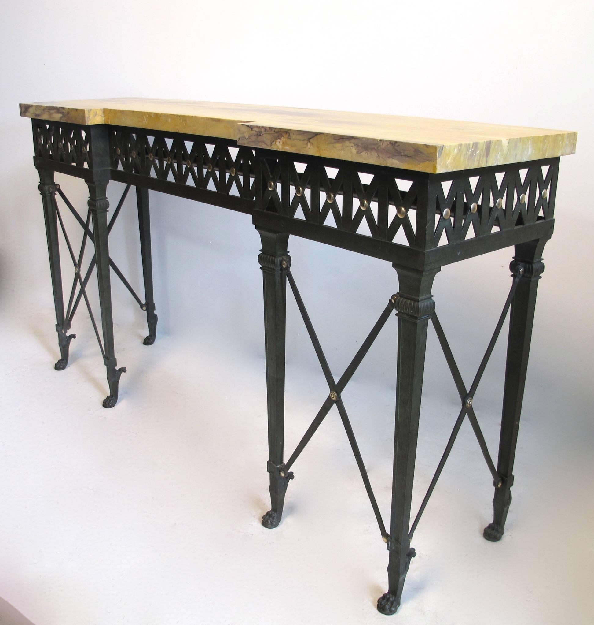 20th Century Neoclassical Style Bronze and Iron Console Table