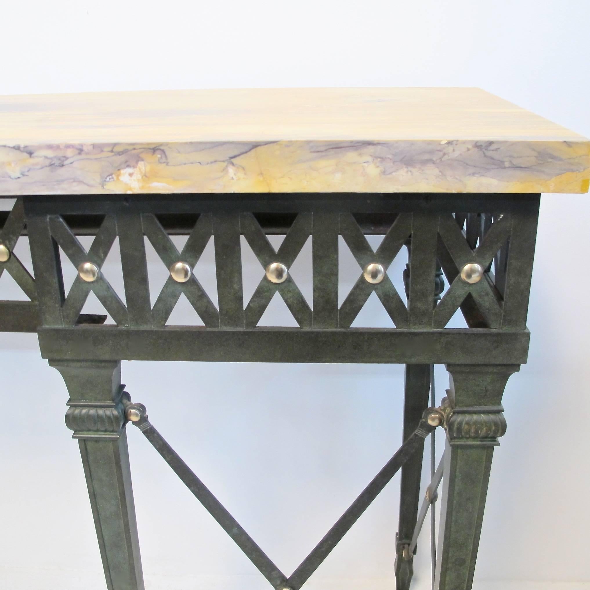Neoclassical Style Bronze and Iron Console Table 2
