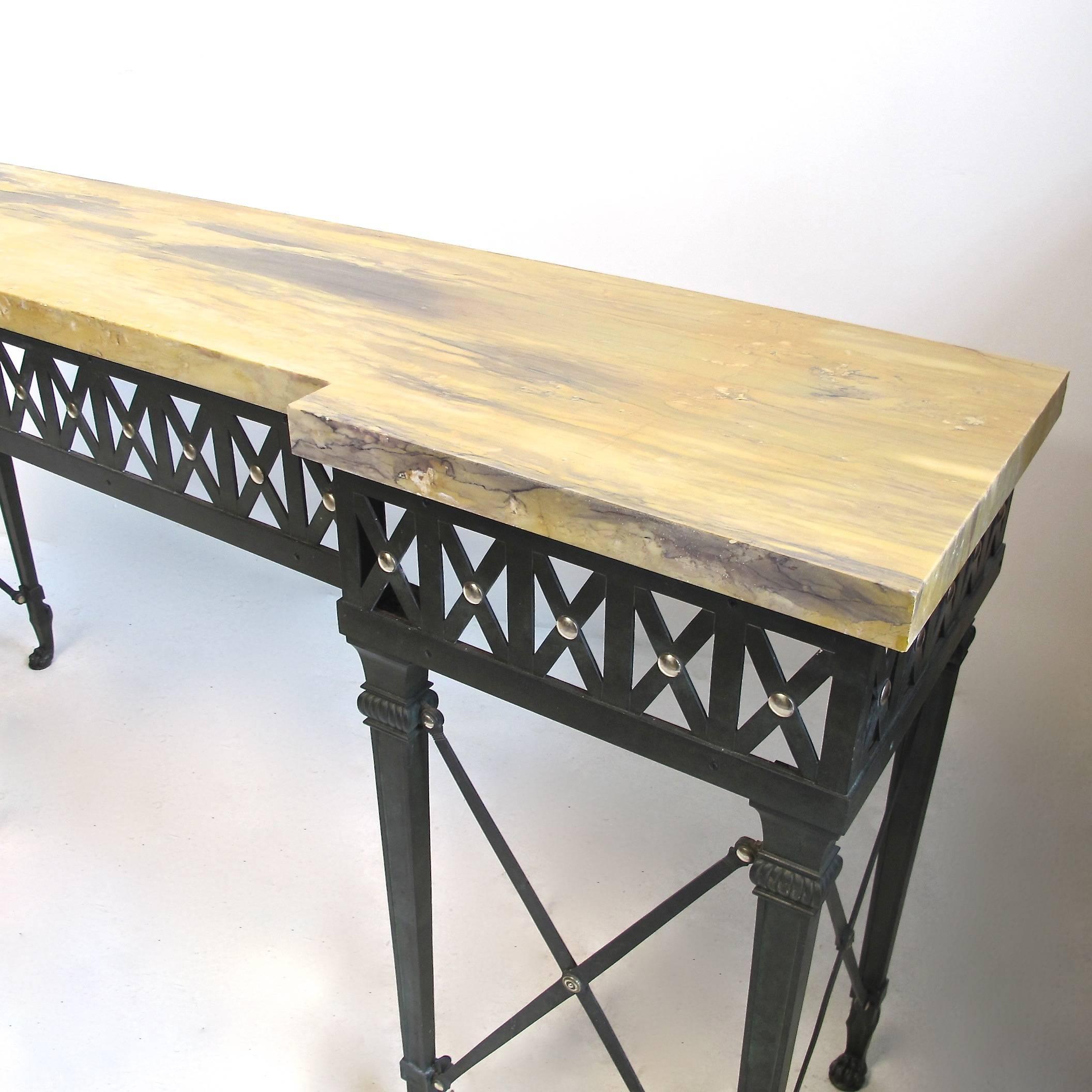 Neoclassical Style Bronze and Iron Console Table 4