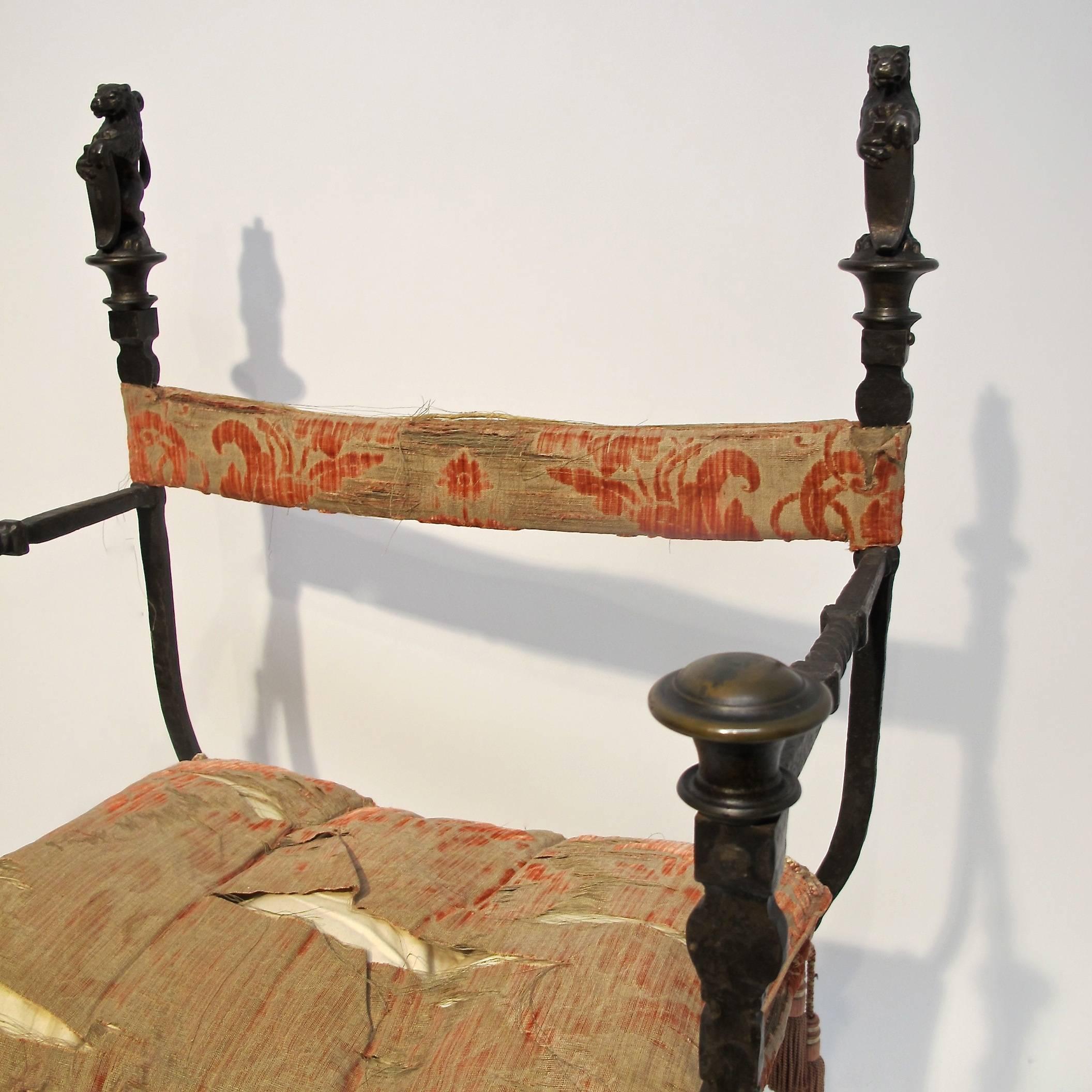 Wrought Iron Savonarola Chair In Excellent Condition In San Francisco, CA