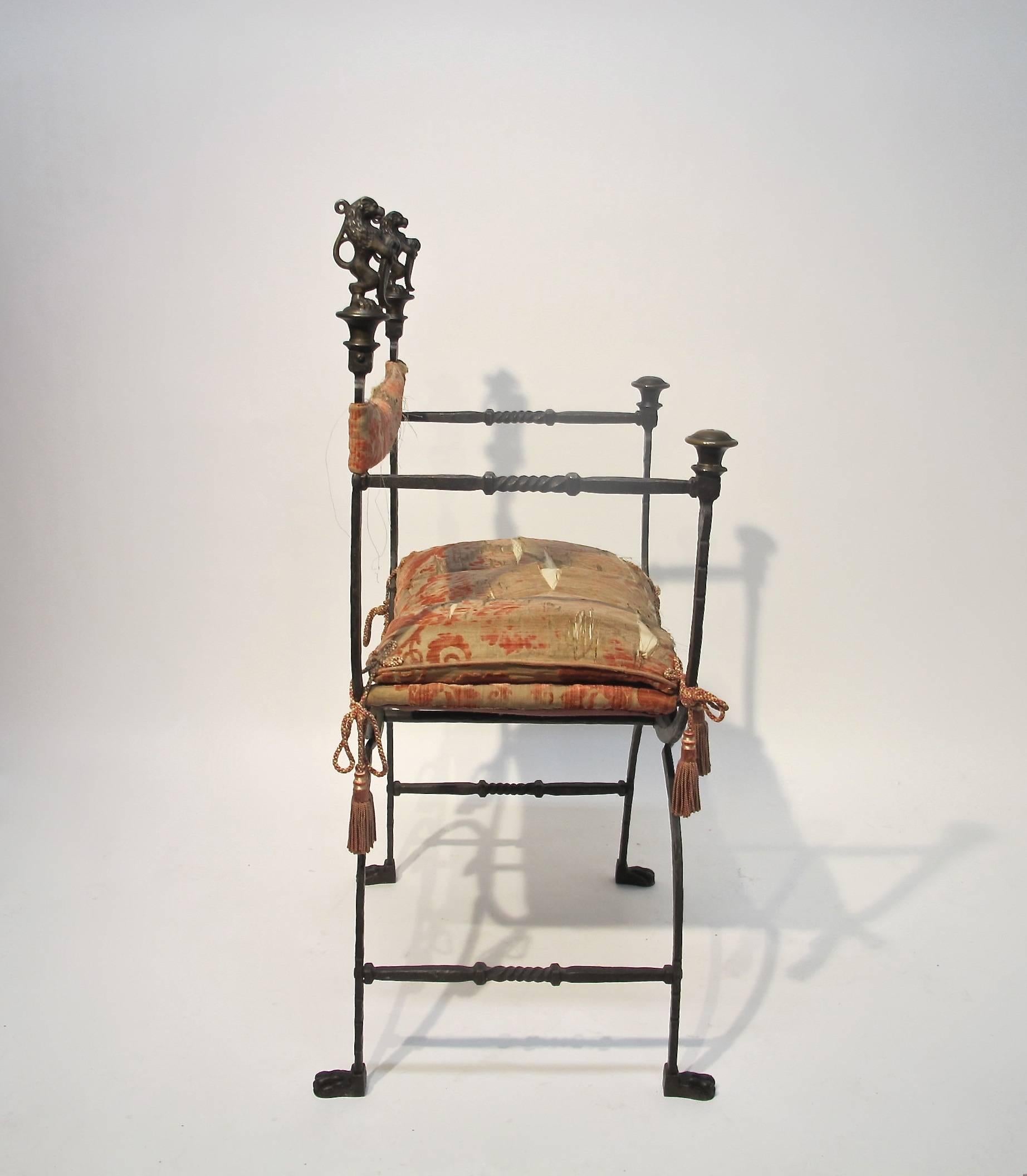 19th Century Wrought Iron Savonarola Chair