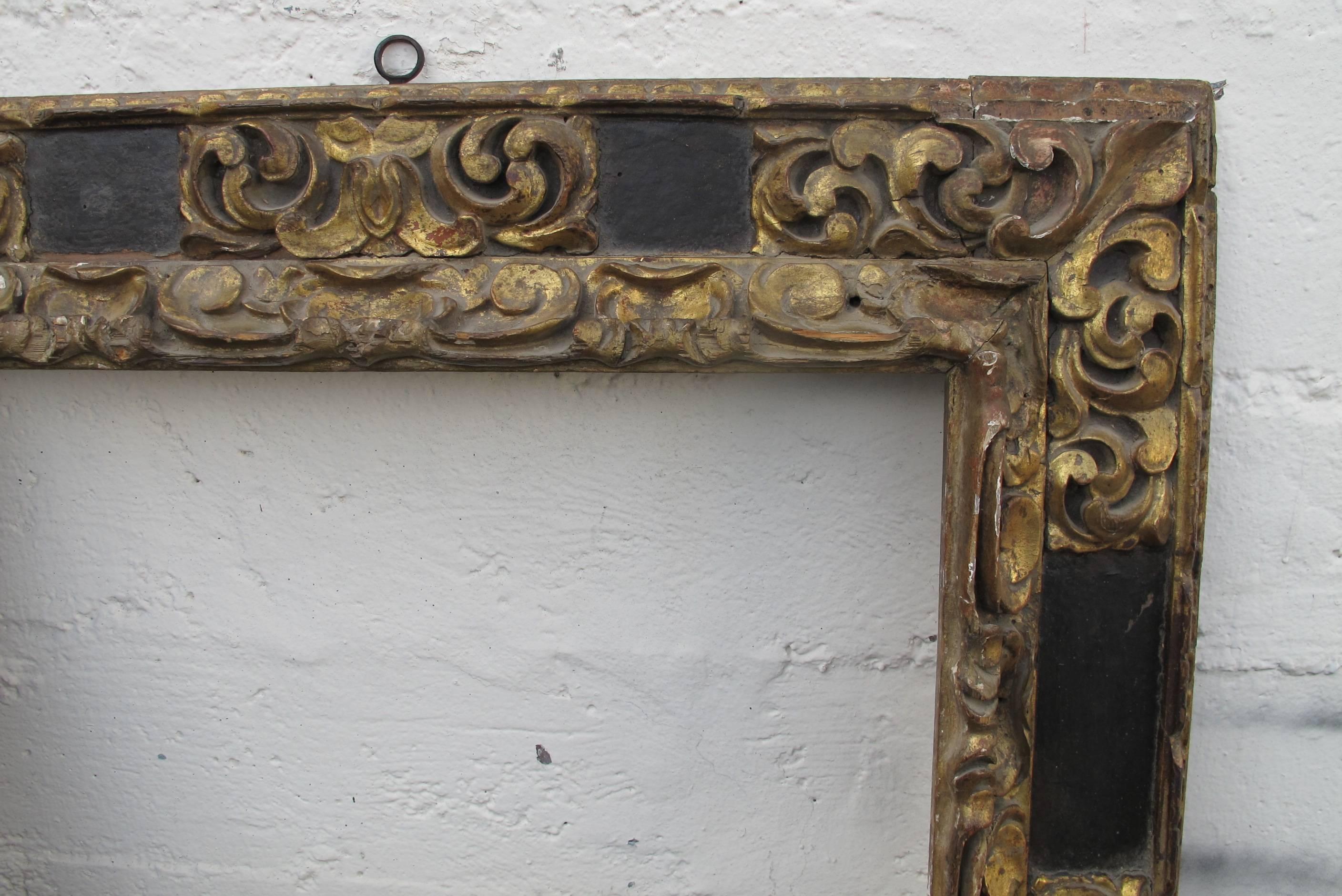 Baroque Large Spanish Colonial Carved and Gilt Frame, 18th Century