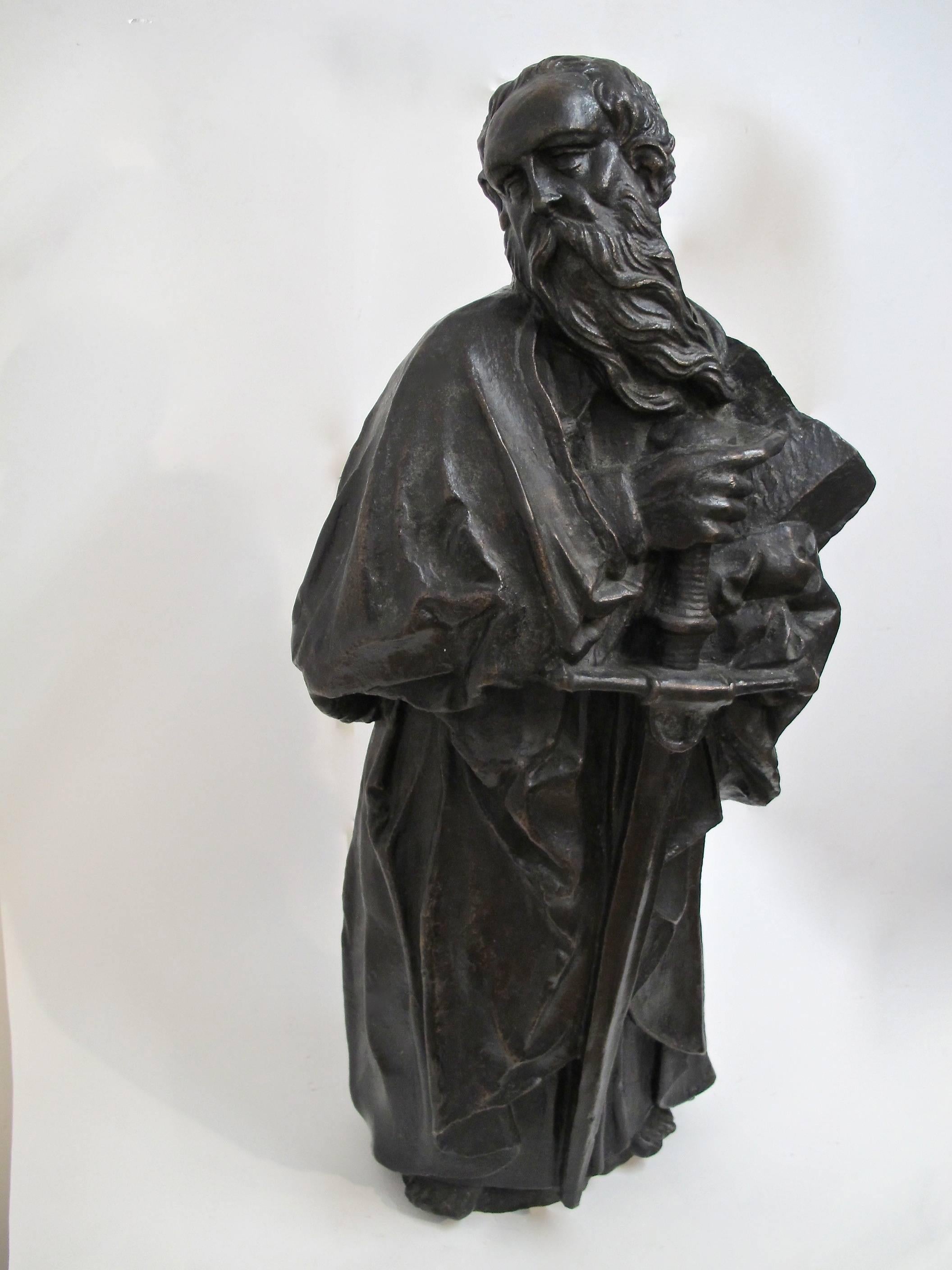 A large scale cast bronze statue of Moses. Continental, late 18th-early 19th century.